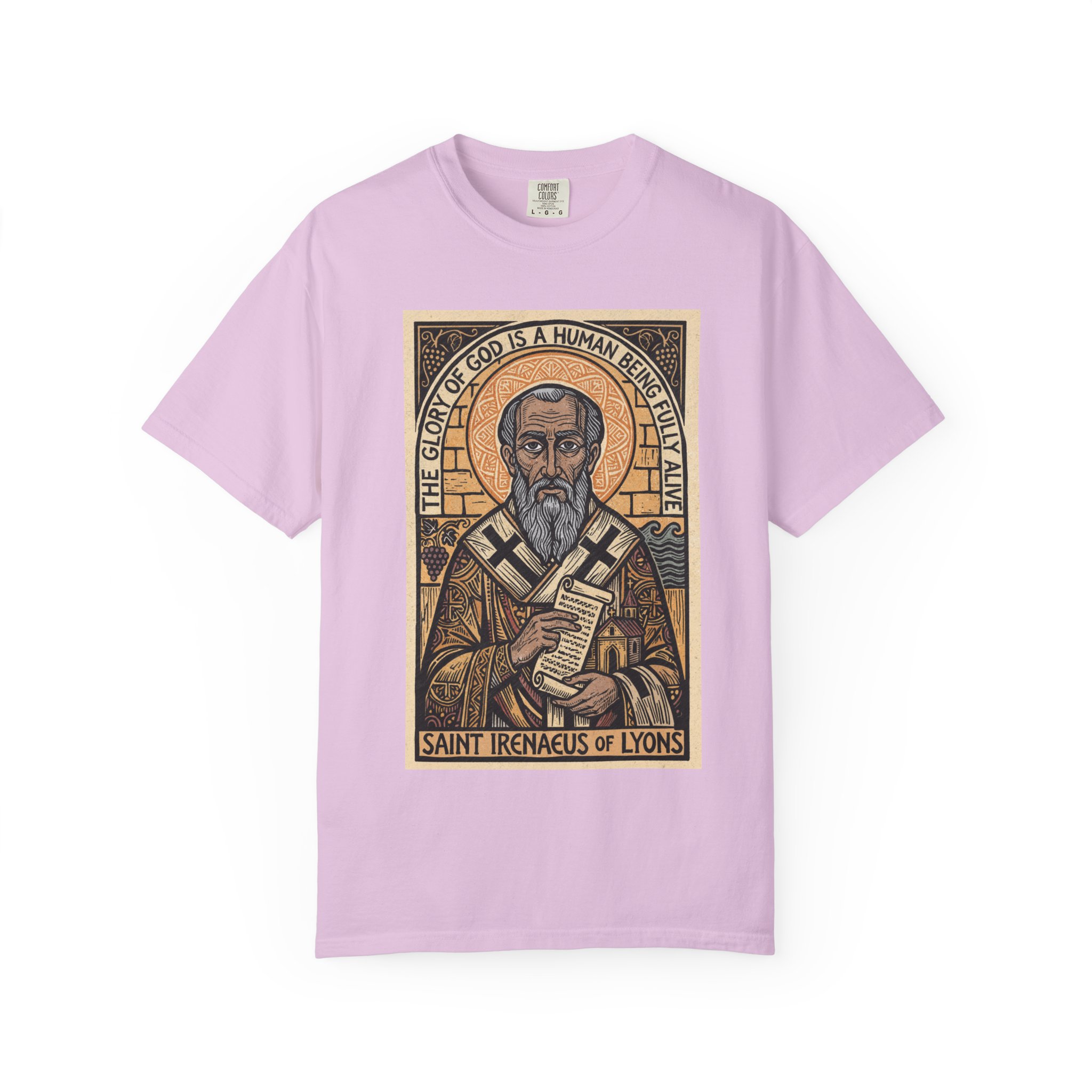Saint Irenaeus of Lyons Illustration T-shirt | Christian Saint Artwork - Image 21