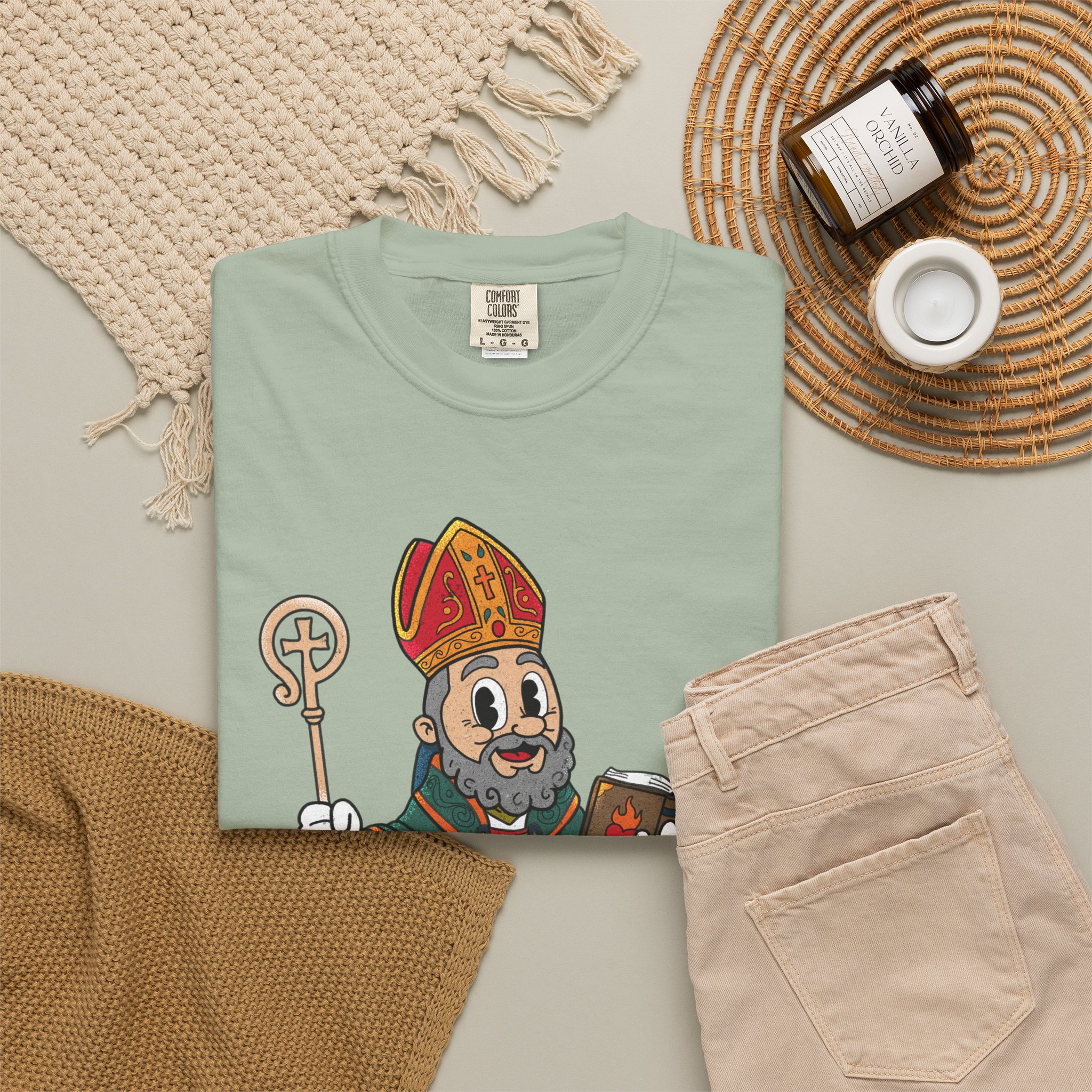 Saint Augustine Illustration T-Shirt | Retro Bishop Cartoon - Image 16