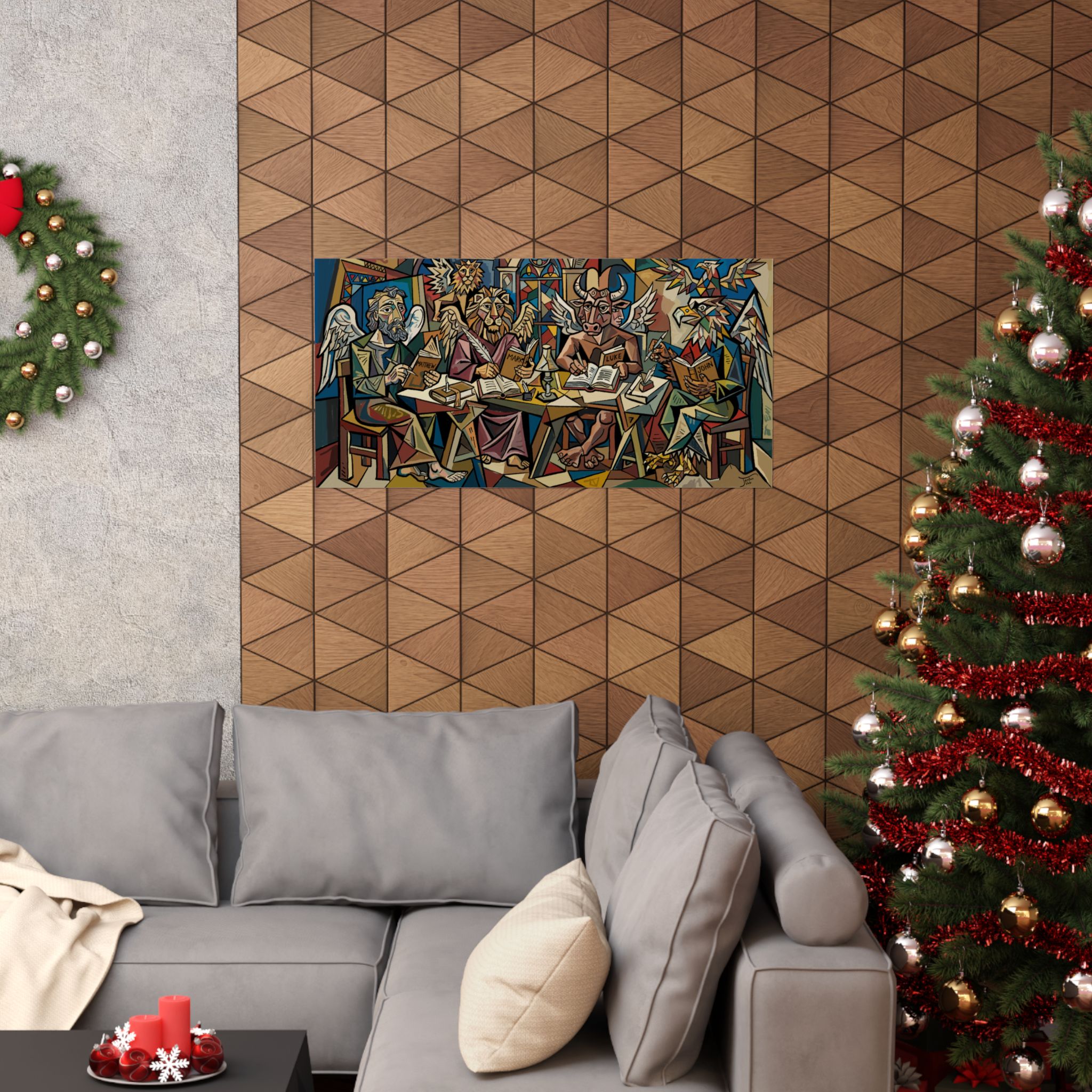 Christian Wall Art Poster, Cubist Four Evangelists, Catholic Gift, Church Office Decor | Matte Horizontal Poster - Image 8