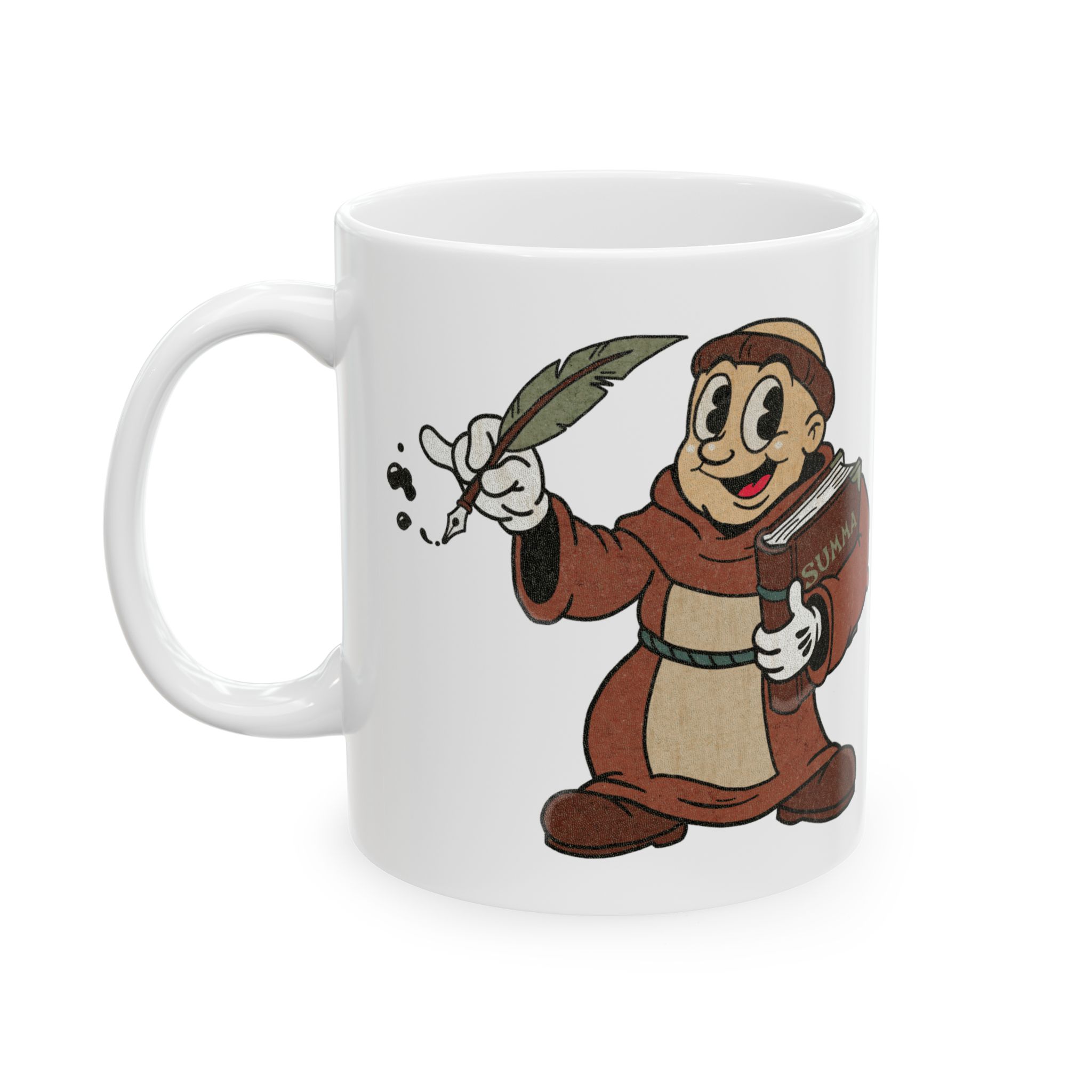 Thomas Aquinas Character Mug | st Aquinas Quill Illustration Mug - Image 3