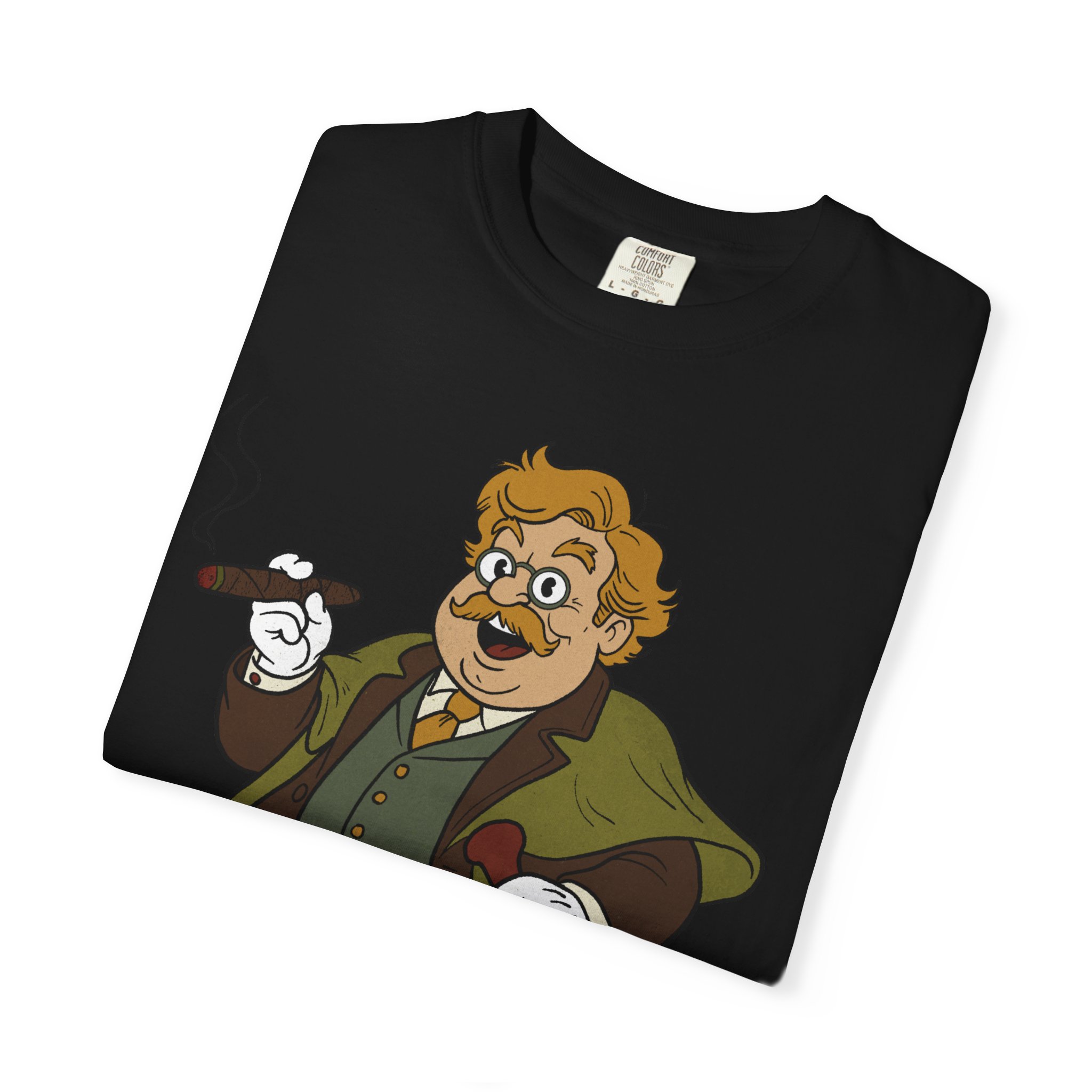 GK Chesterton Gentleman with Cigar and Cane T-shirt | Vintage Dapper Character Tee - Image 23