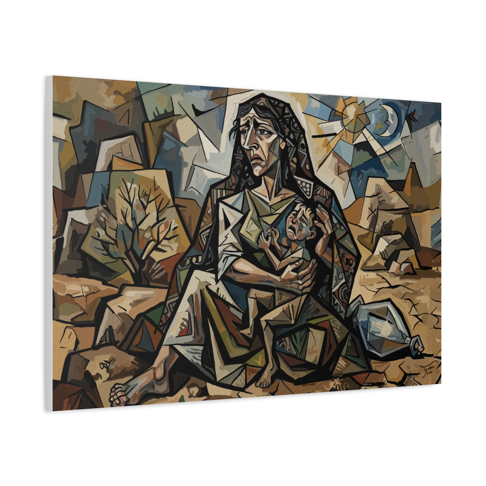 Hagar and Ishmael Cubist Print | Christian Wall Art | Biblical Mother and Child | Modern Sacred Art | Large 32x24 Poster - Image 2