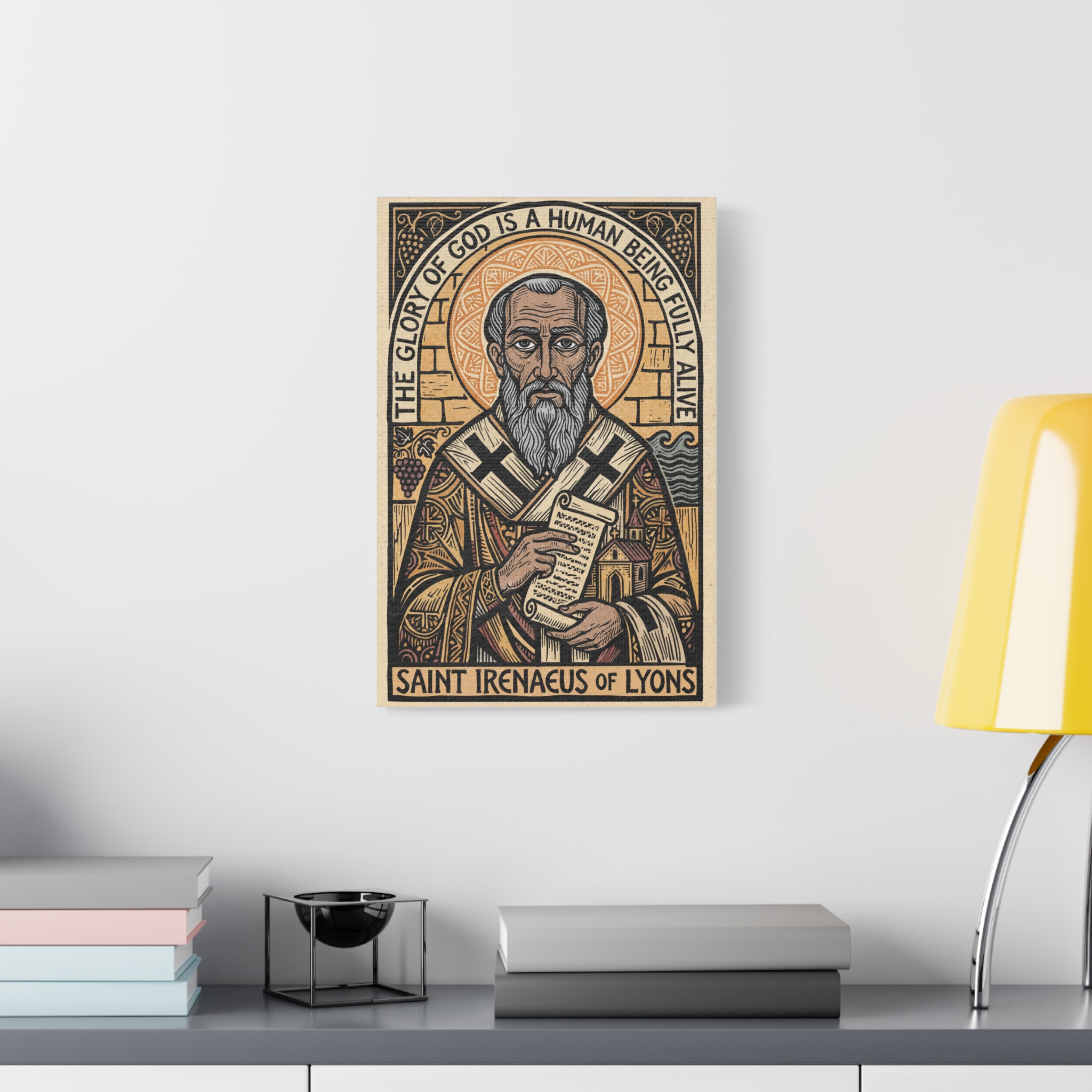 Saint Irenaeus of Lyons Icon Matte Canvas - Image 3