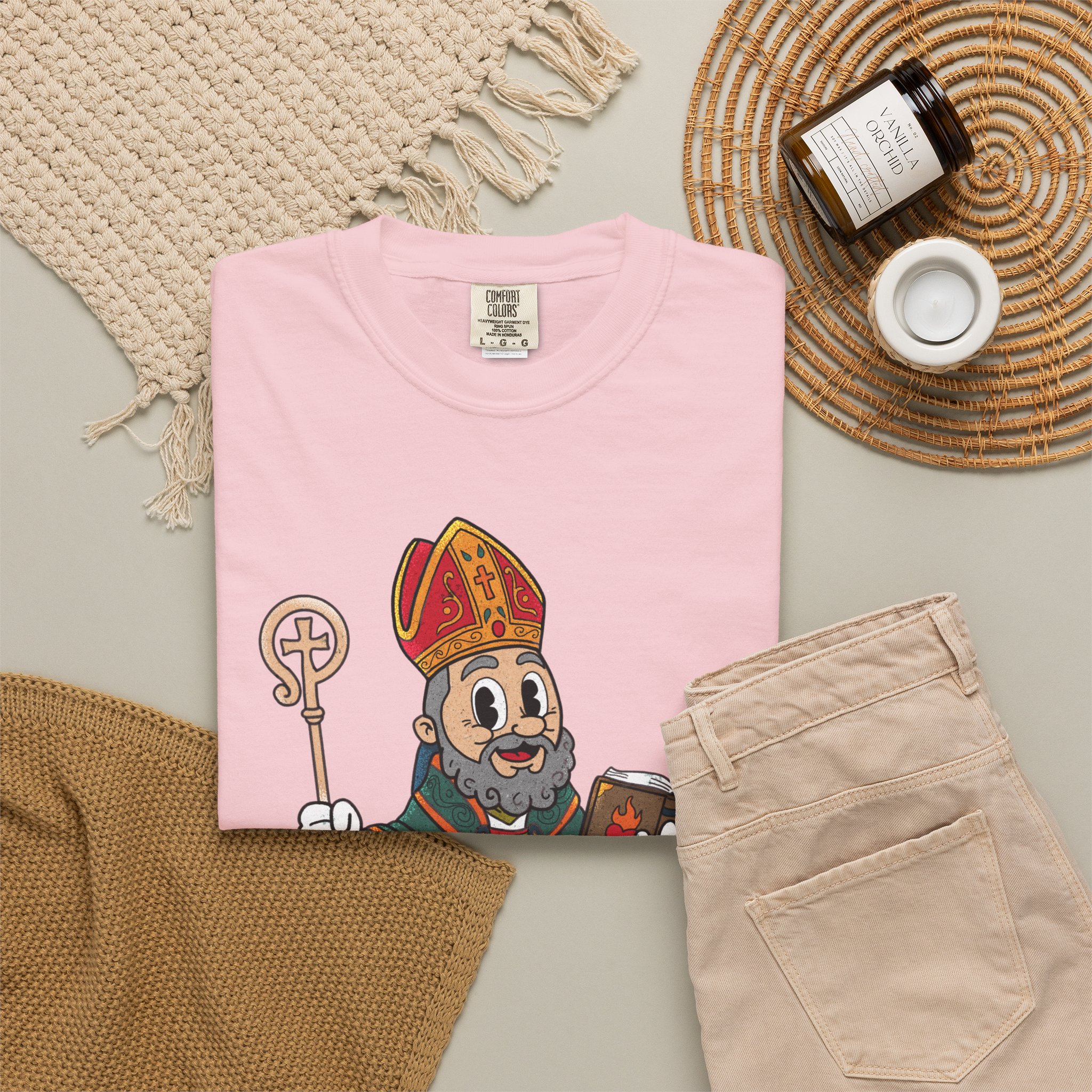 Saint Augustine Illustration T-Shirt | Retro Bishop Cartoon - Image 24