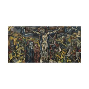 Cubist Crucifixion Print | Jesus Christ Wall Art | Modern Christian Art | Catholic Sacred Art Poster | Good Friday Religious Decor