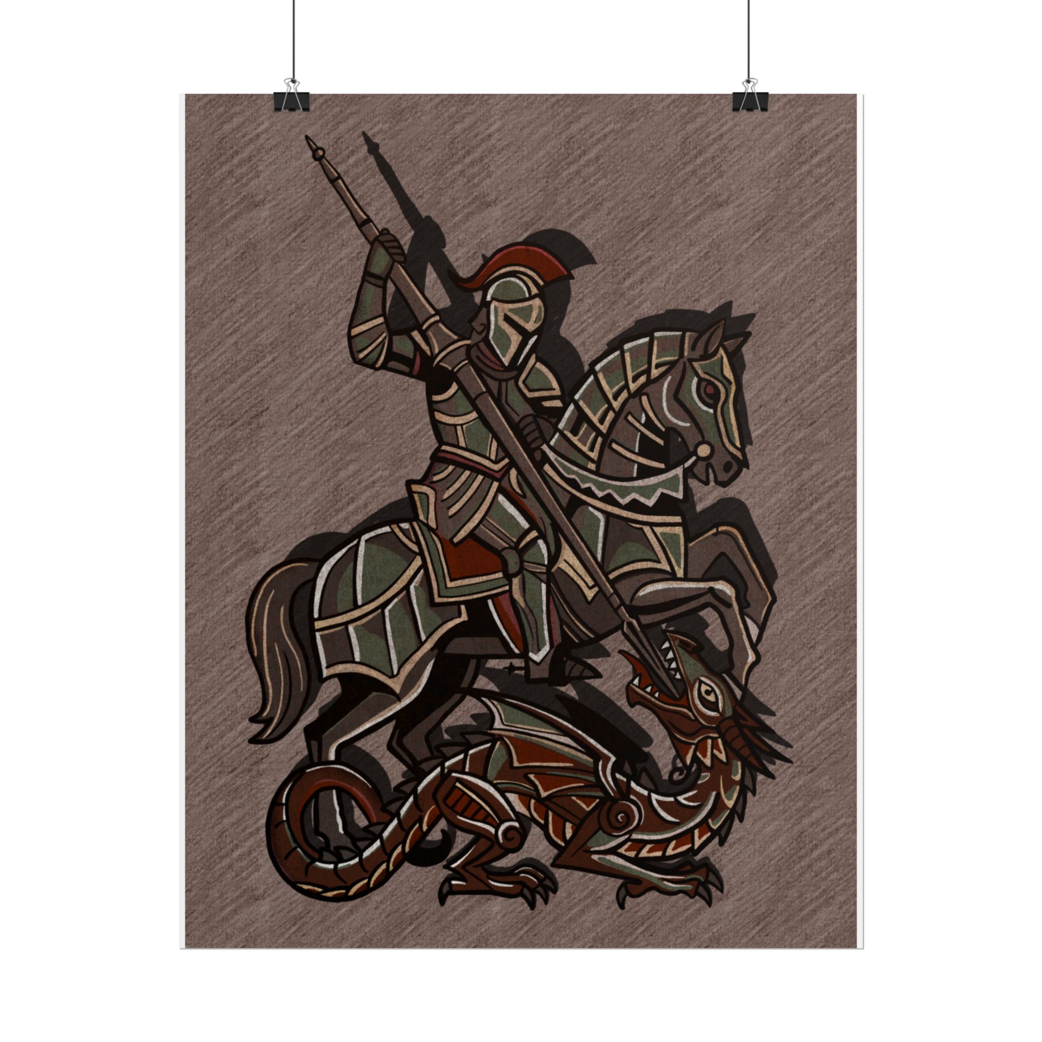 St. George Slaying Dragon Rolled Poster | Knight Dragon Illustration - Image 6