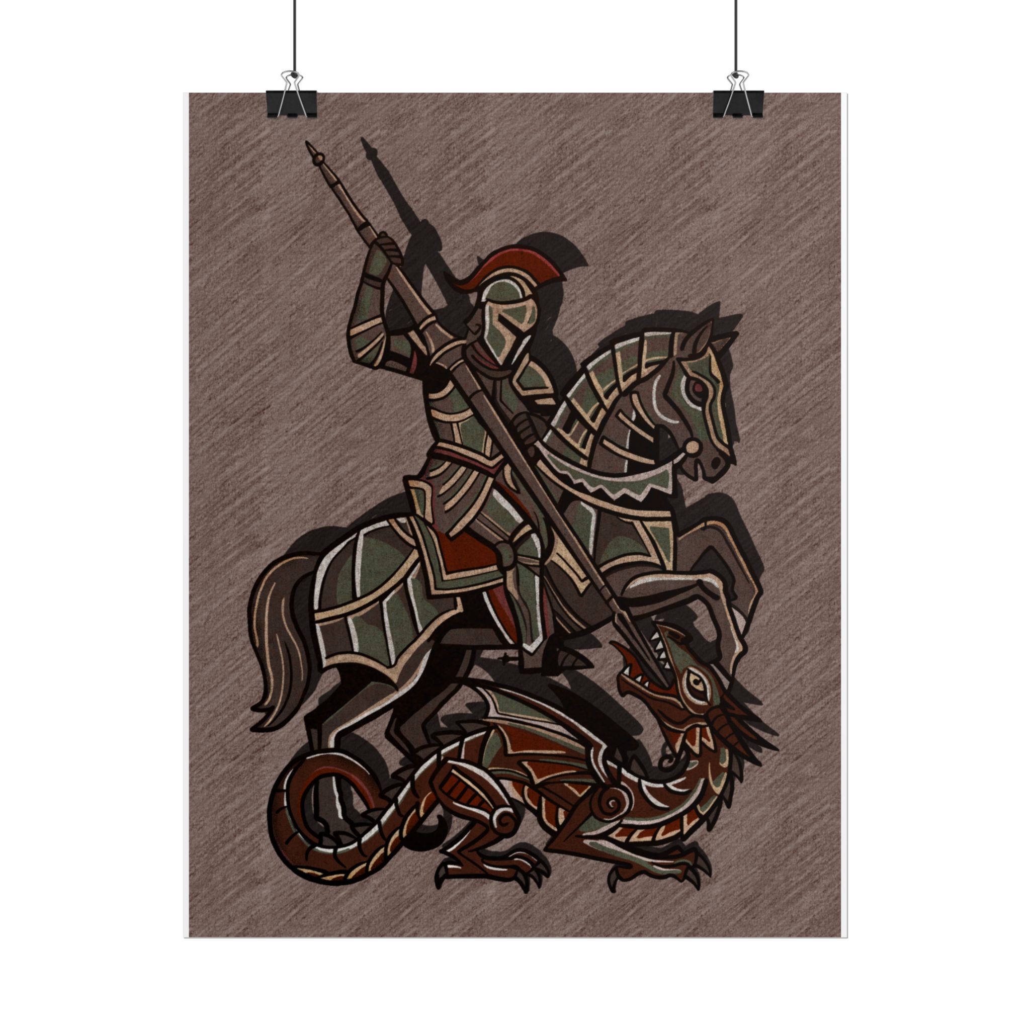 St. George Slaying Dragon Rolled Poster | Knight Dragon Illustration - Image 2