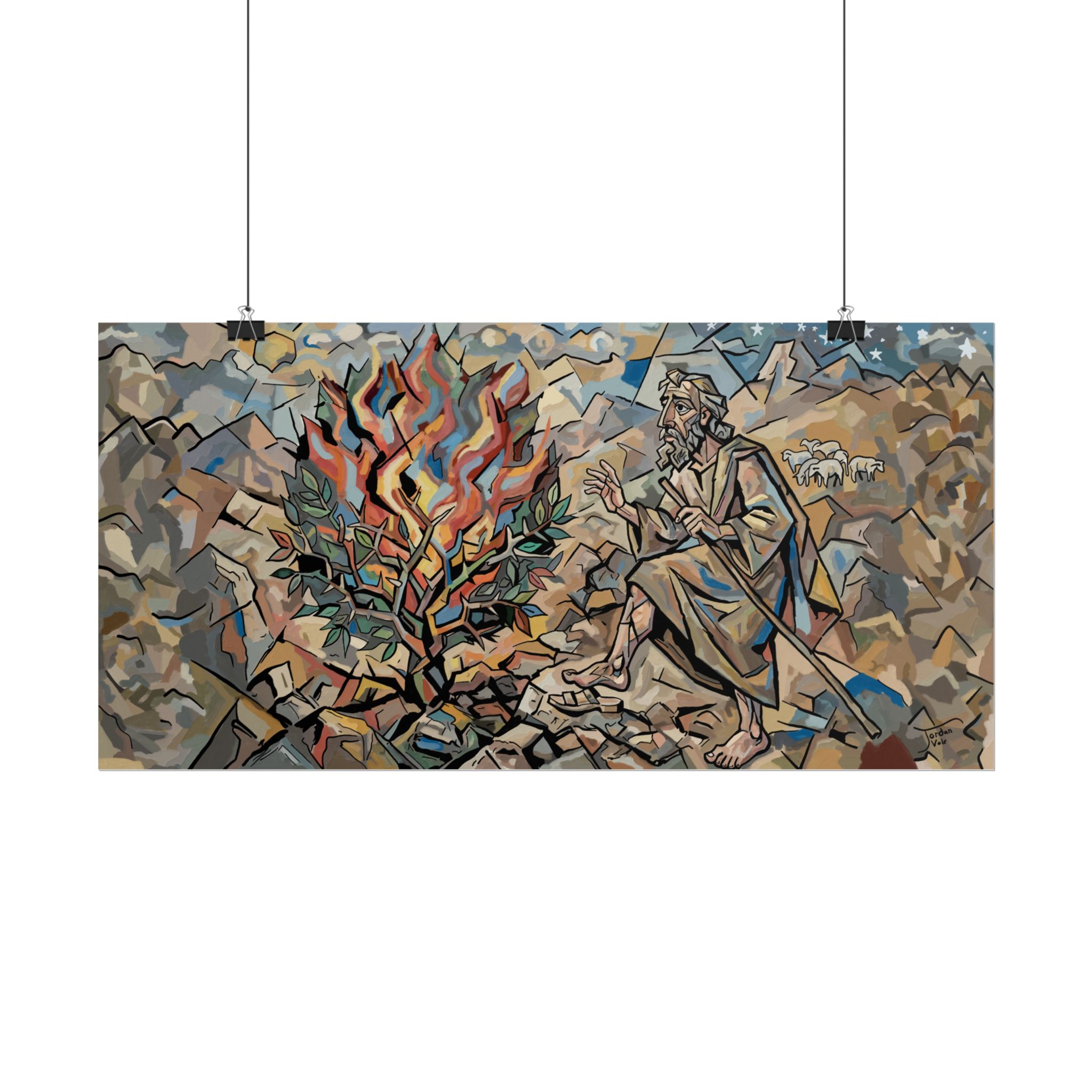 Moses and the Burning Bush Poster, Christian Wall Art, Modern Biblical Art Print - Image 2