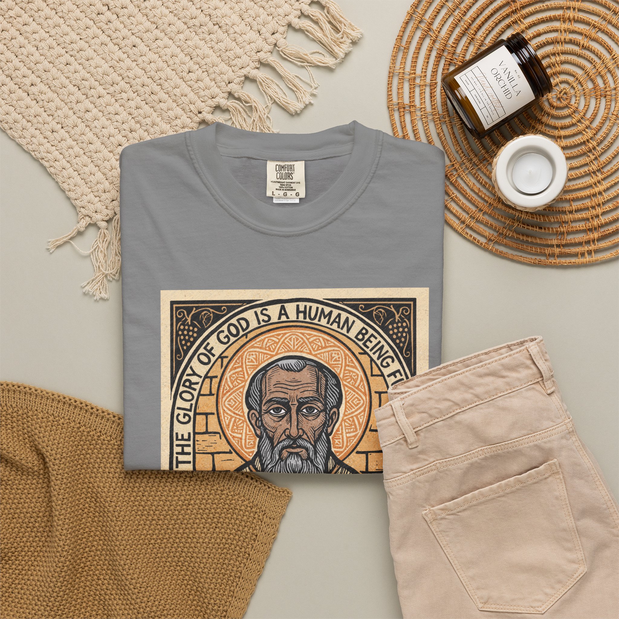 Saint Irenaeus of Lyons Illustration T-shirt | Christian Saint Artwork - Image 12