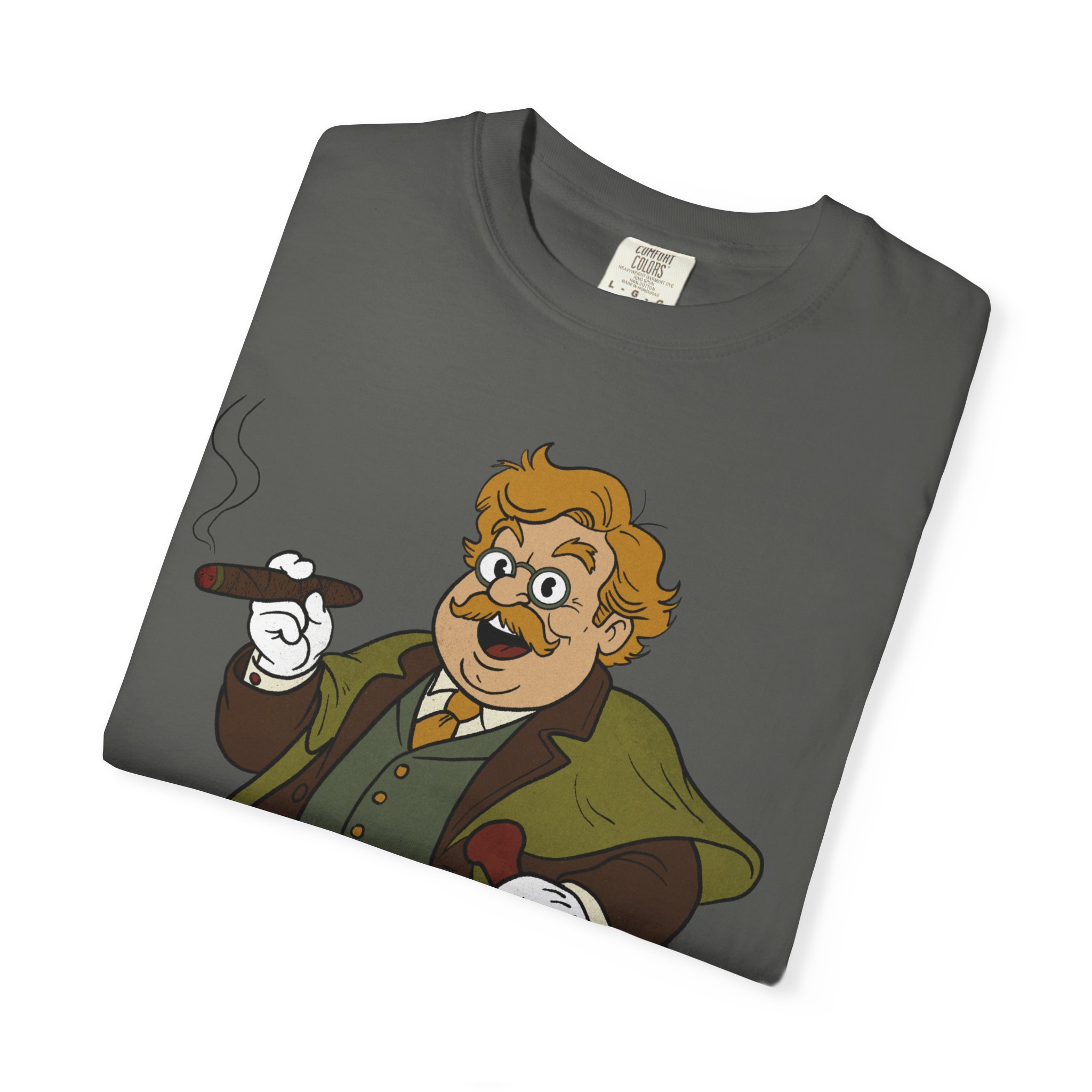 GK Chesterton Gentleman with Cigar and Cane T-shirt | Vintage Dapper Character Tee - Image 11