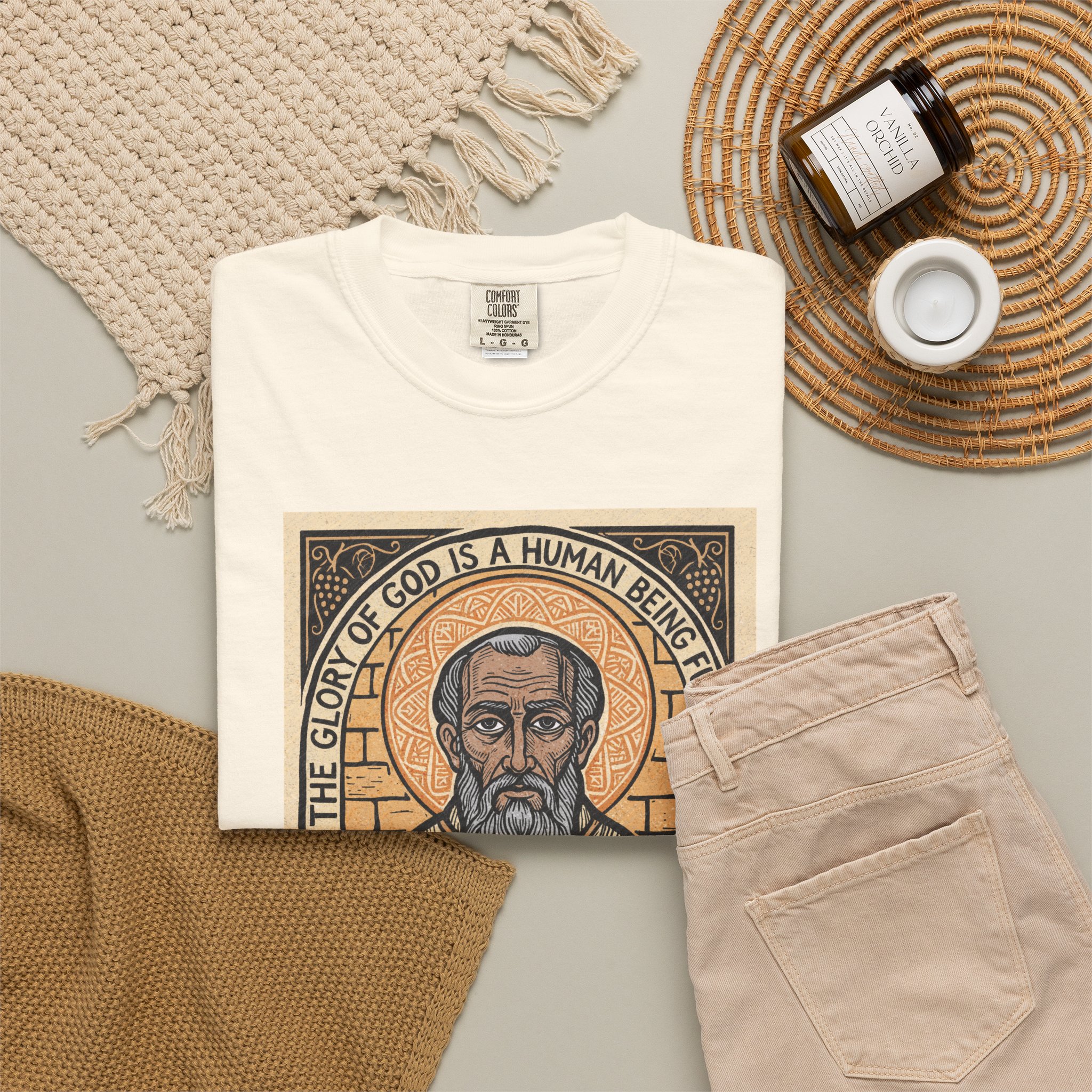 Saint Irenaeus of Lyons Illustration T-shirt | Christian Saint Artwork - Image 4
