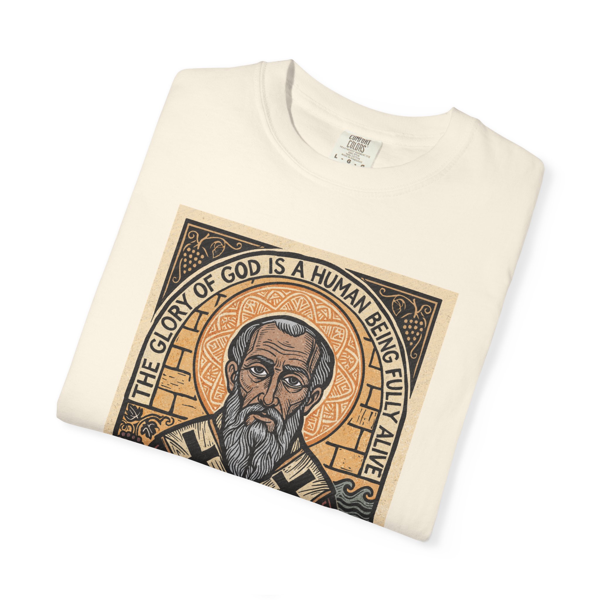 Saint Irenaeus of Lyons Illustration T-shirt | Christian Saint Artwork - Image 3