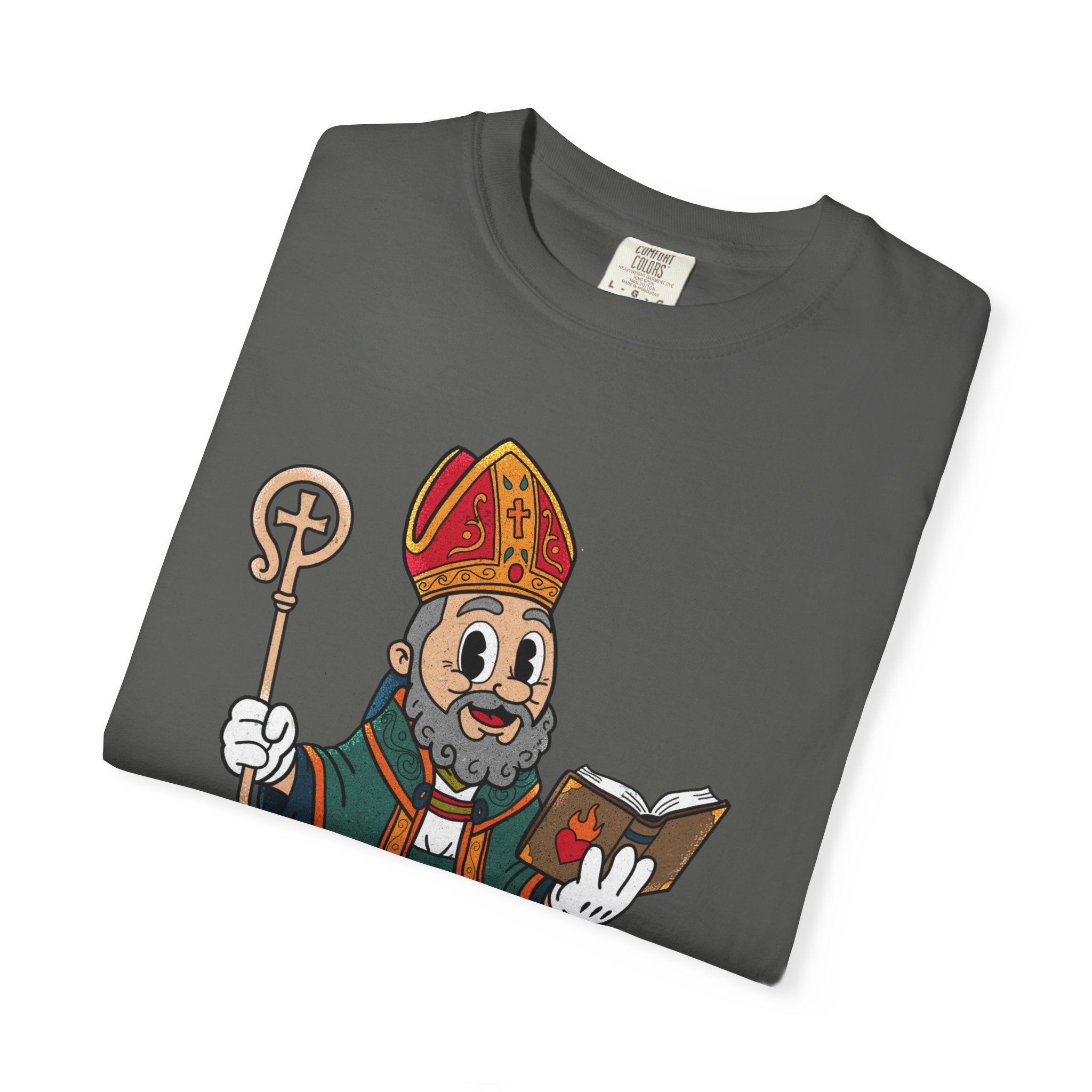 Saint Augustine Illustration T-Shirt | Retro Bishop Cartoon - Image 11