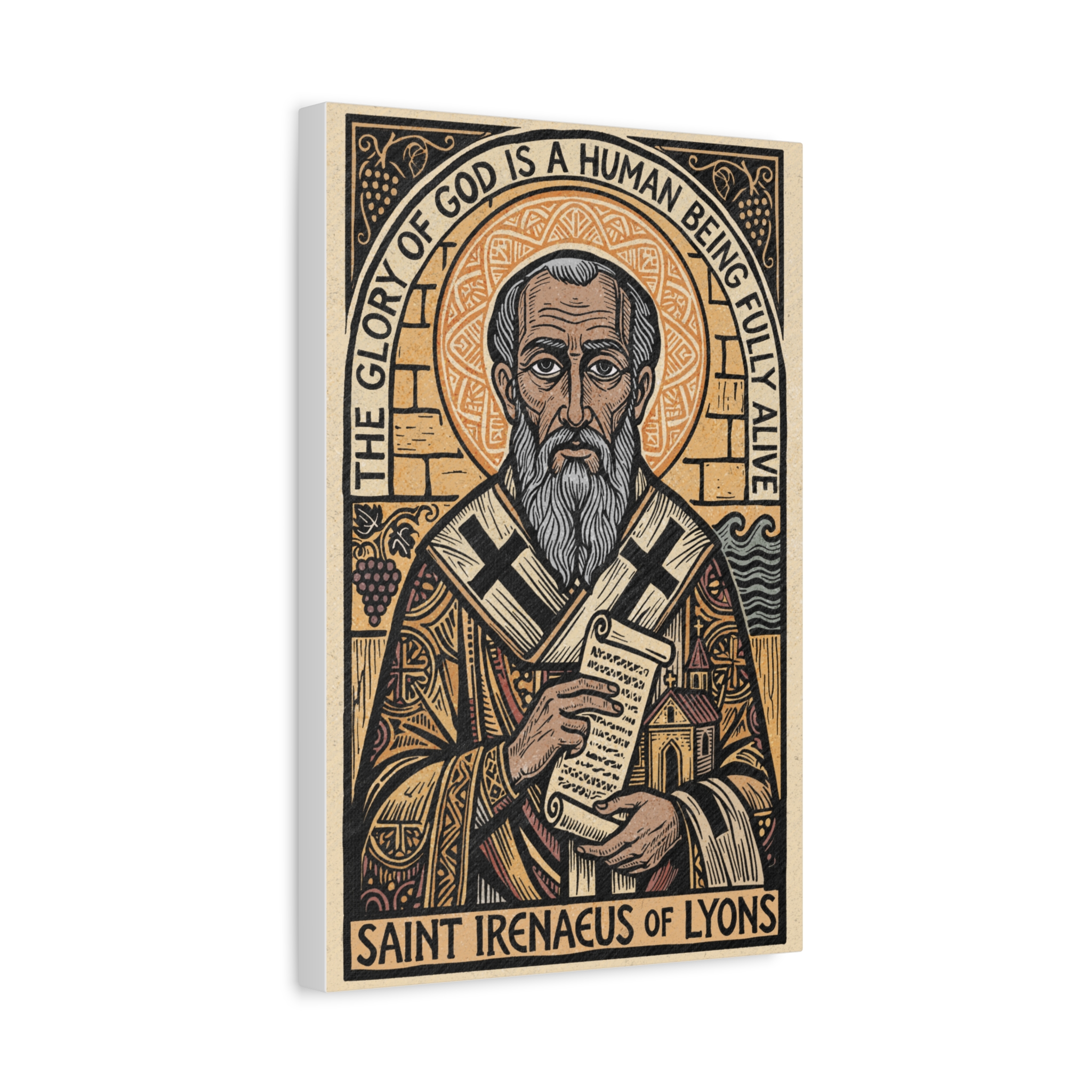 Saint Irenaeus of Lyons Icon Matte Canvas - Image 2