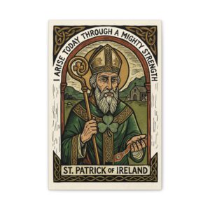 St. Patrick of Ireland Saint Illustration Canvas Print | Matte Stretched Wall Art