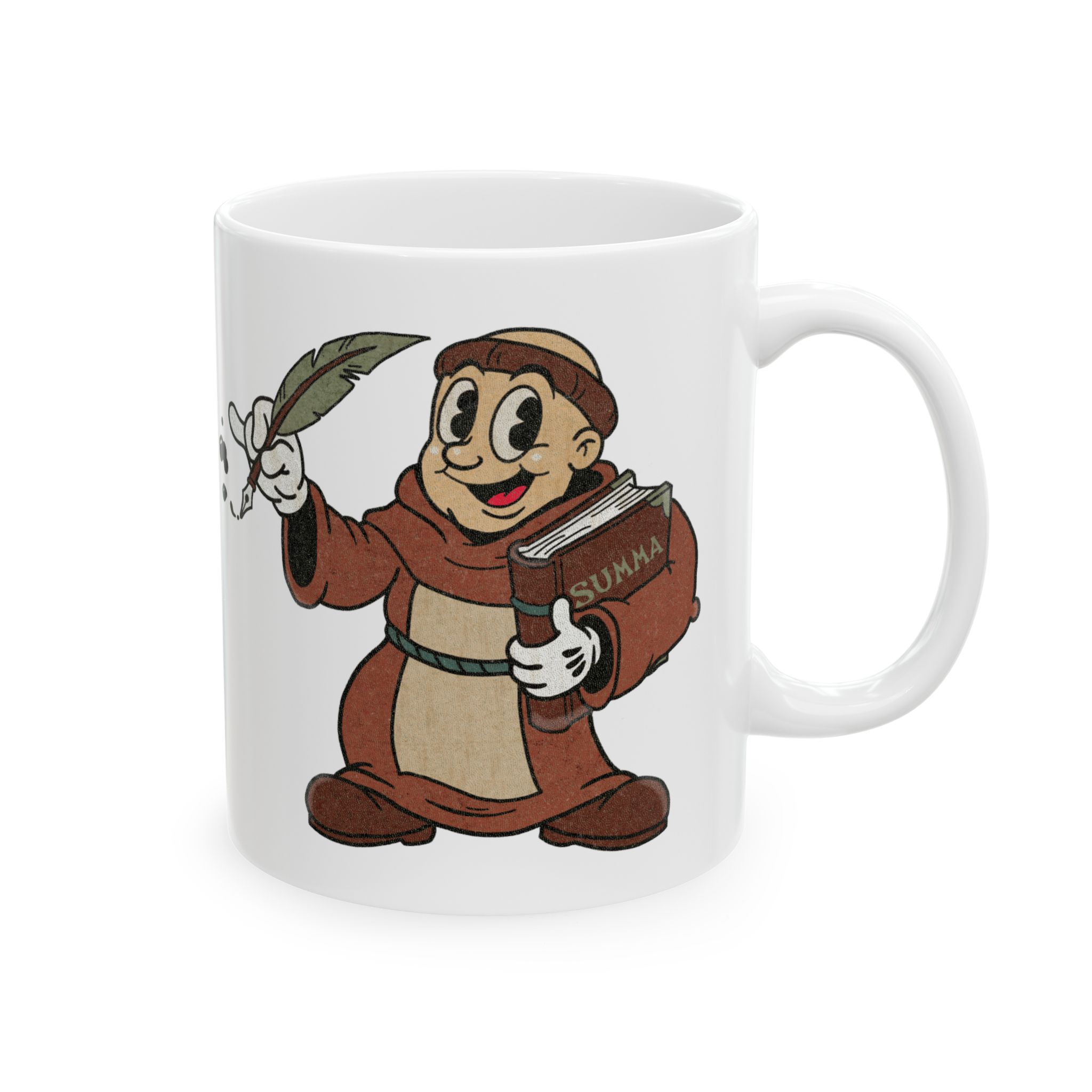 Thomas Aquinas Character Mug | st Aquinas Quill Illustration Mug - Image 4