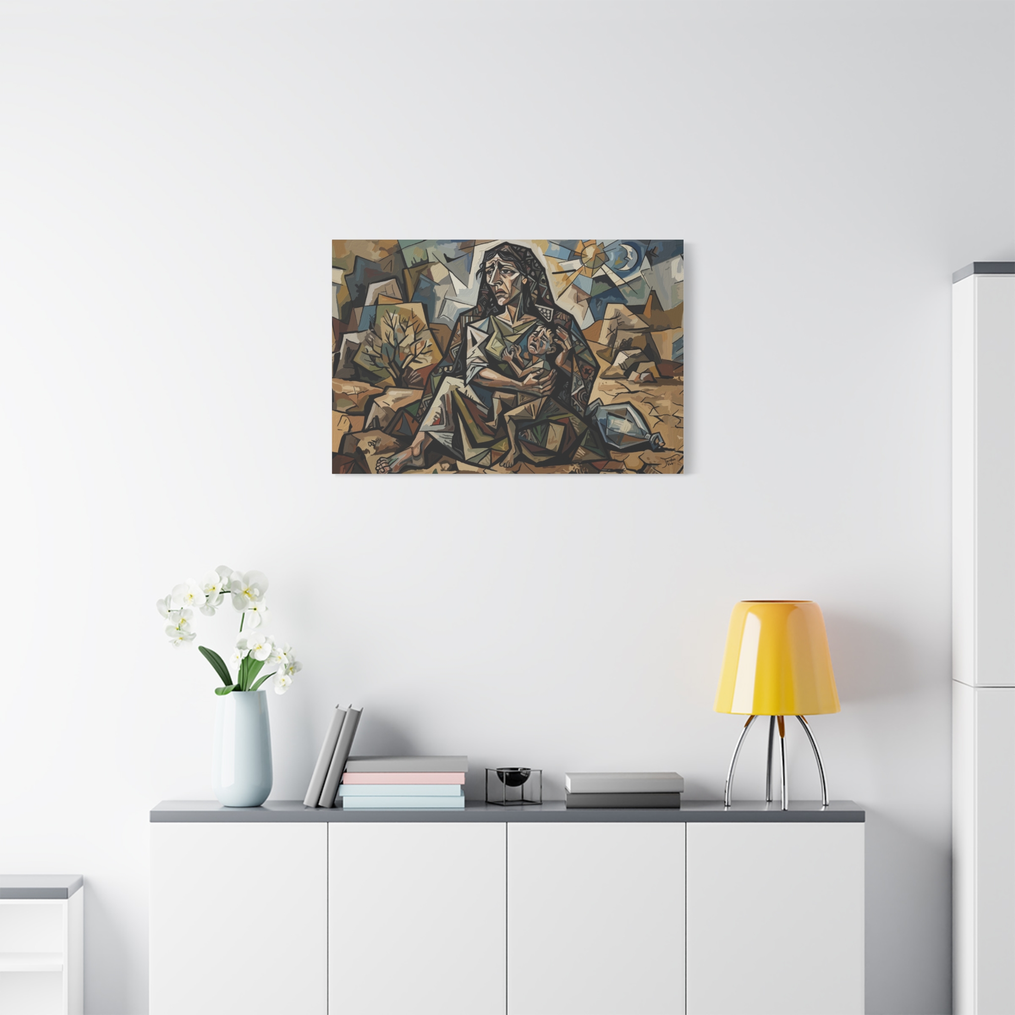 Hagar and Ishmael Cubist Print | Christian Wall Art | Biblical Mother and Child | Modern Sacred Art | Large 32x24 Poster - Image 3