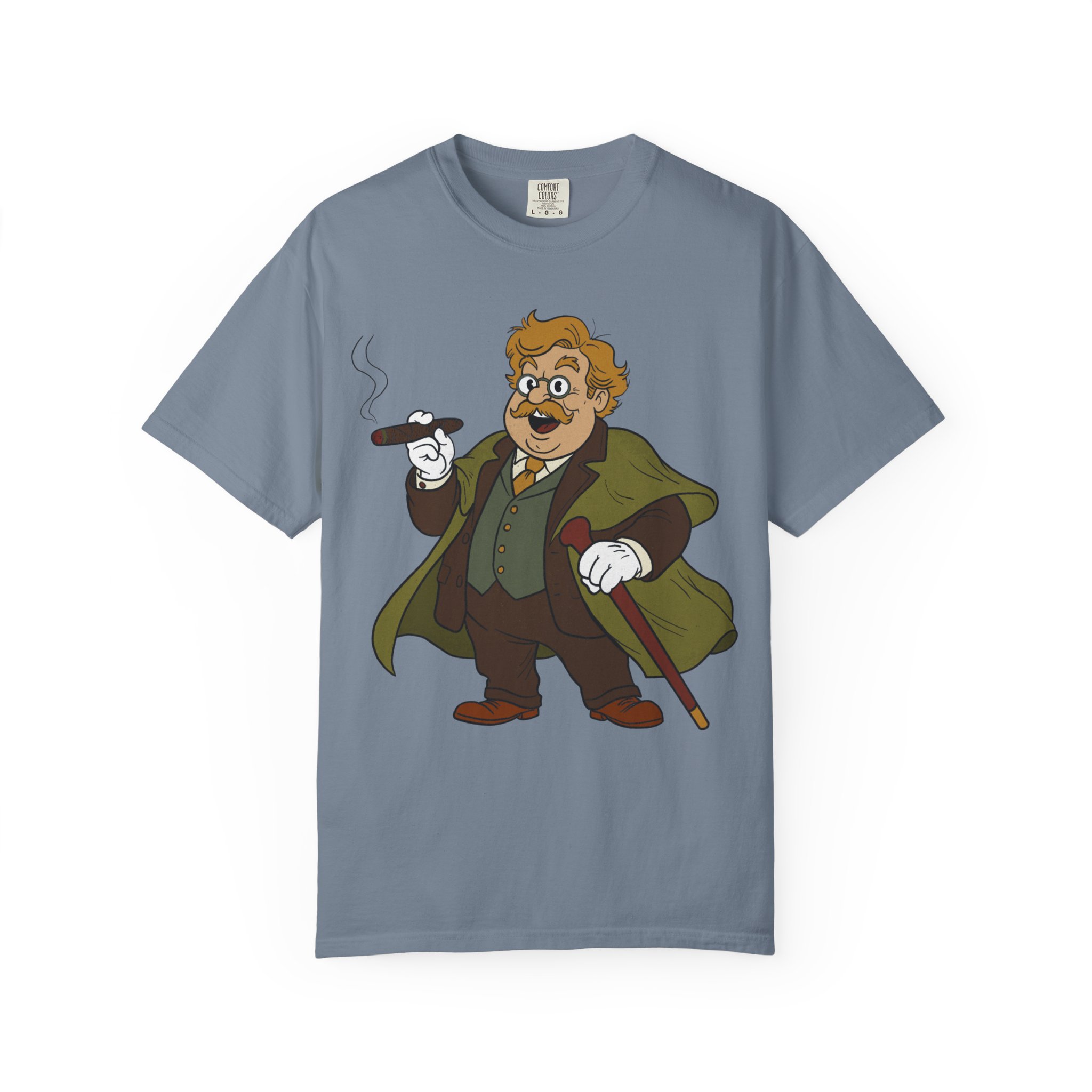 GK Chesterton Gentleman with Cigar and Cane T-shirt | Vintage Dapper Character Tee - Image 17