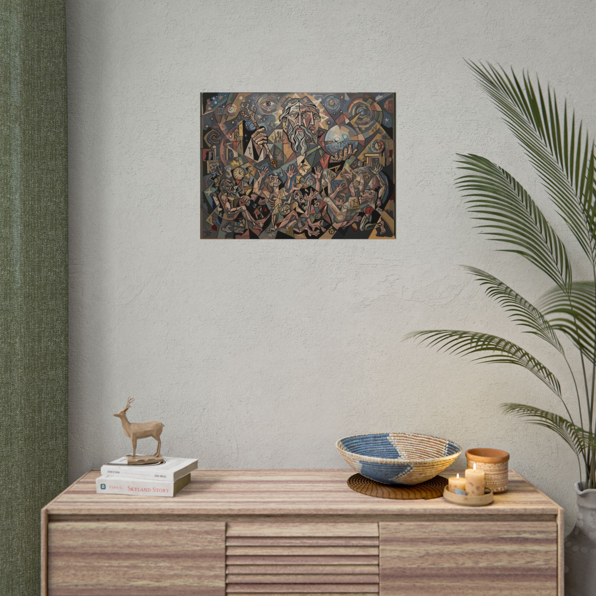 Keeper of the Hours - Cubist Father Time Art Rolled Print, Tyranny of Time Wall Art, Chronos Clocks Surreal Abstract Figurative Painting - Image 4