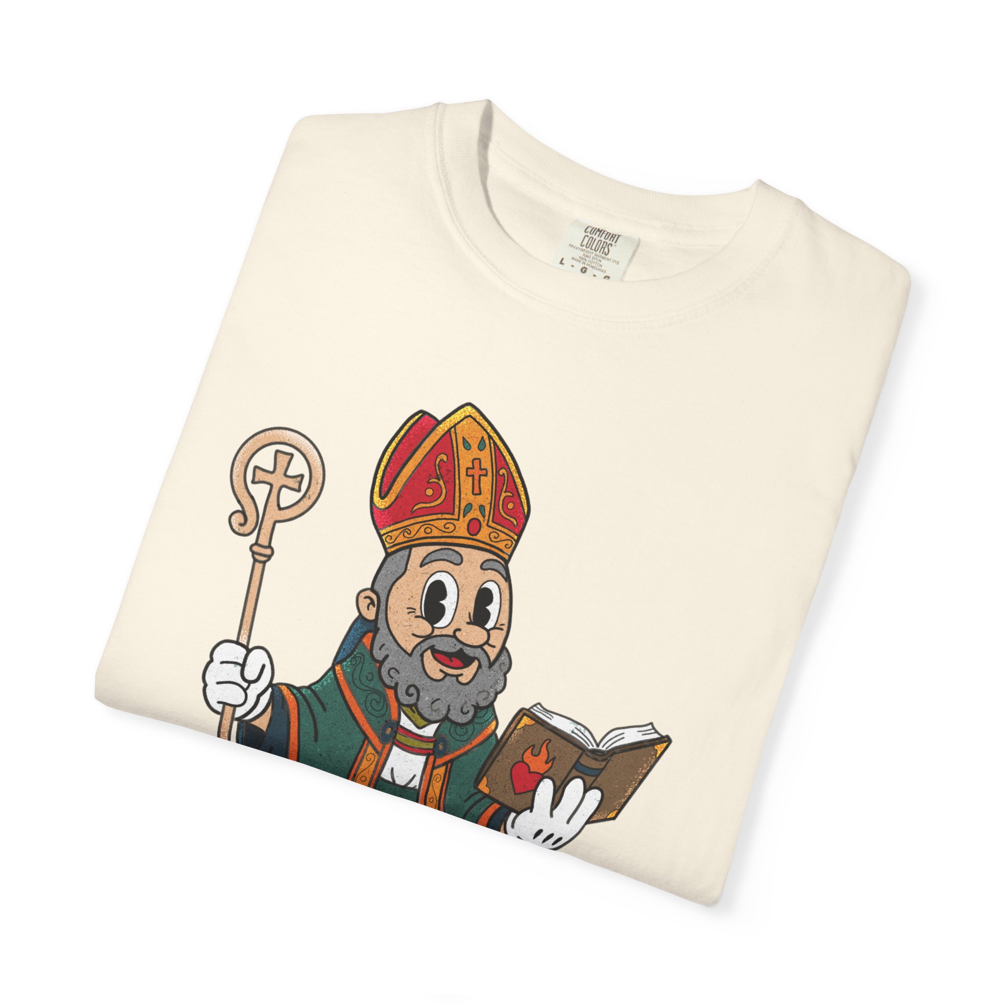 Saint Augustine Illustration T-Shirt | Retro Bishop Cartoon - Image 7