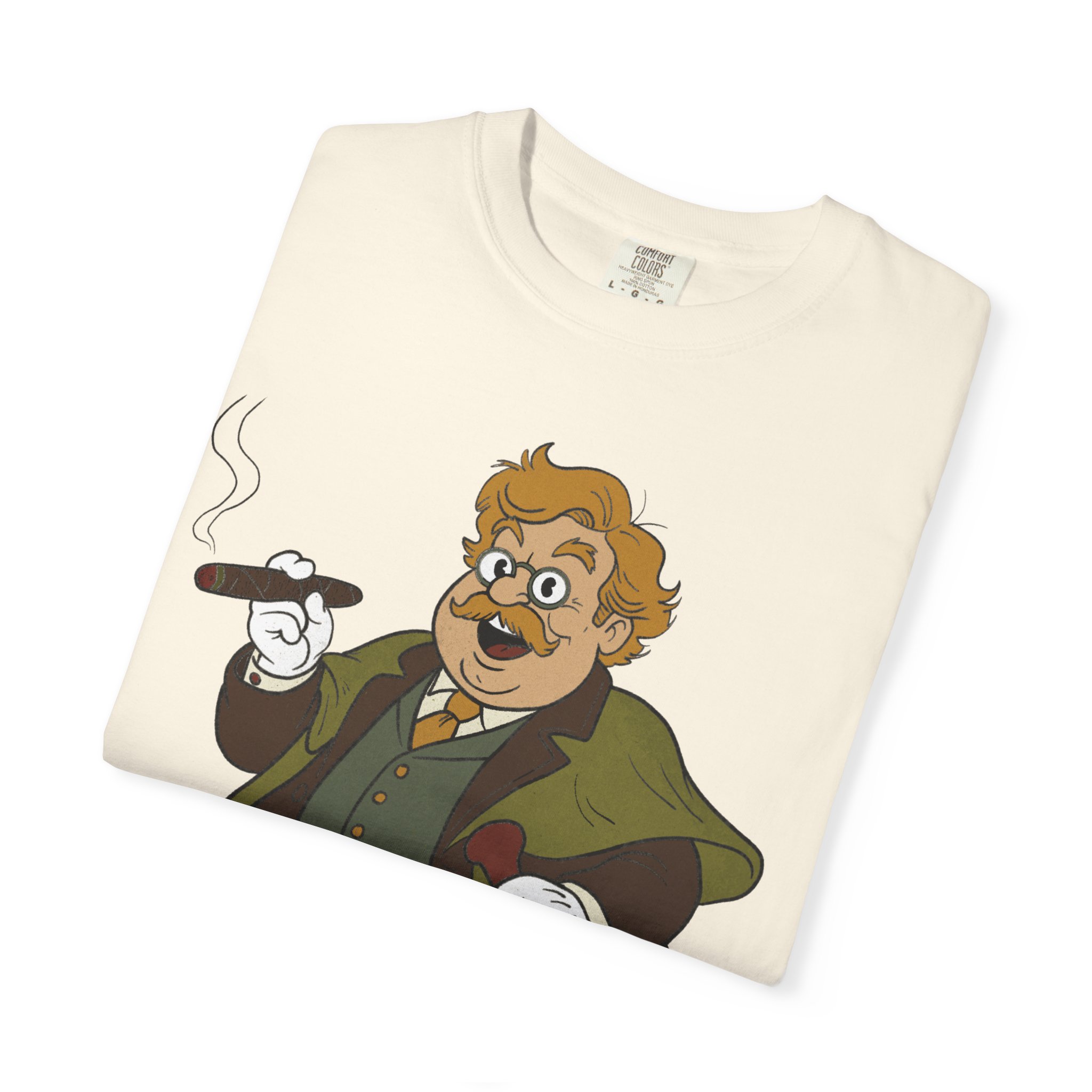 GK Chesterton Gentleman with Cigar and Cane T-shirt | Vintage Dapper Character Tee - Image 7