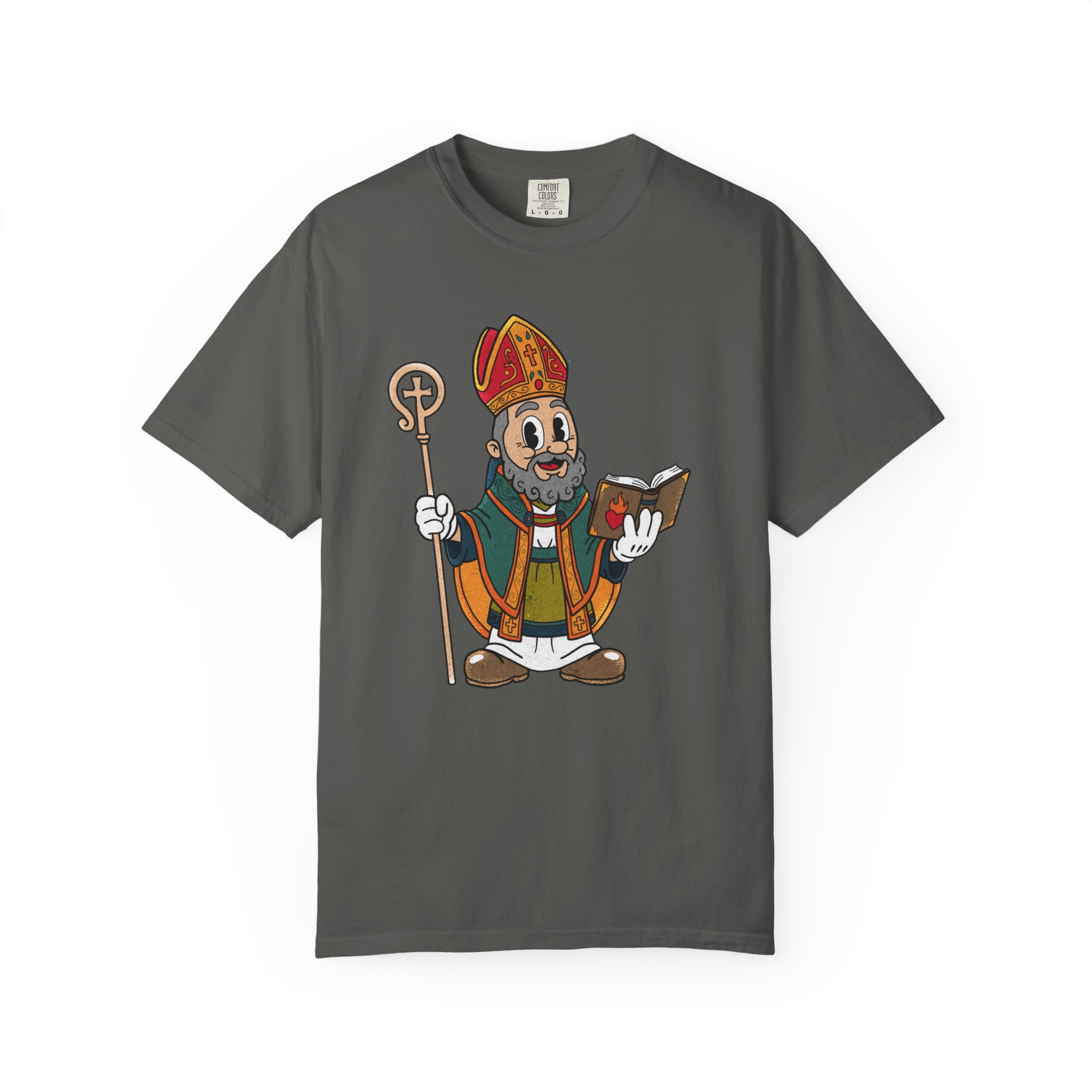 Saint Augustine Illustration T-Shirt | Retro Bishop Cartoon - Image 9