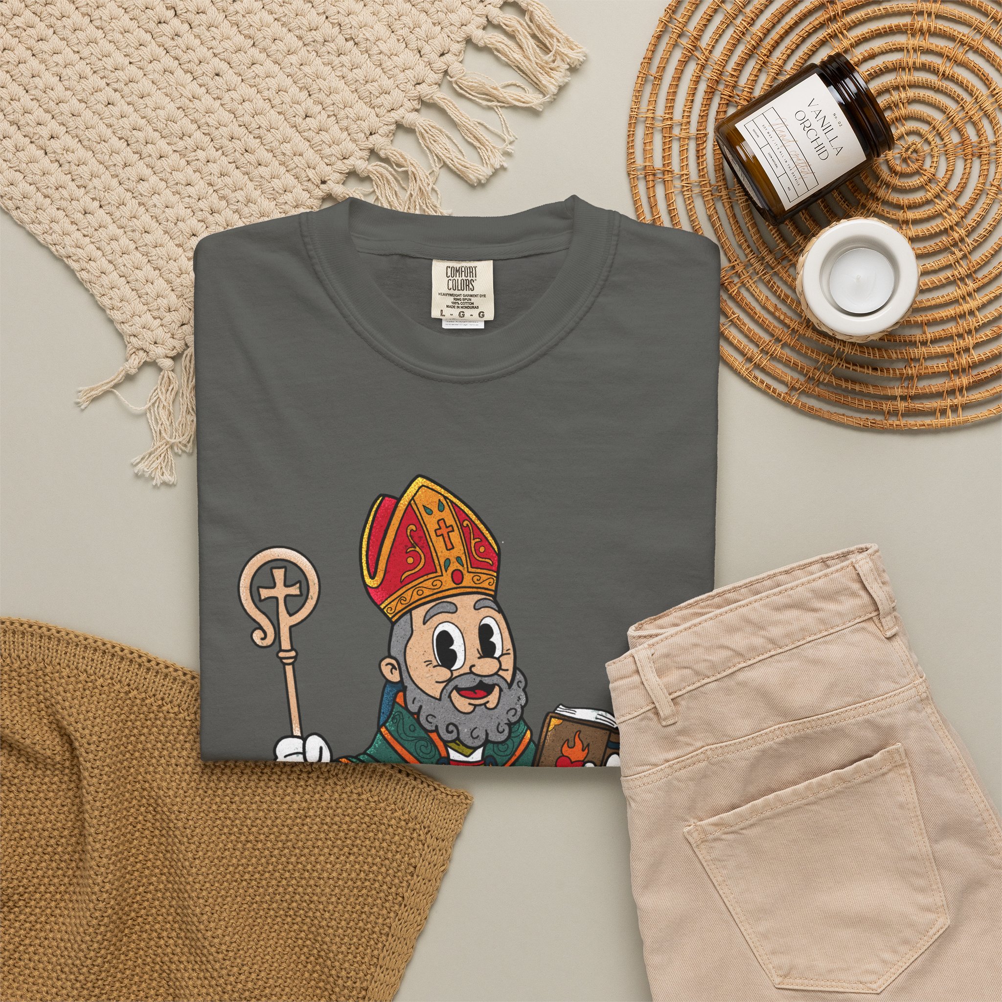 Saint Augustine Illustration T-Shirt | Retro Bishop Cartoon - Image 12