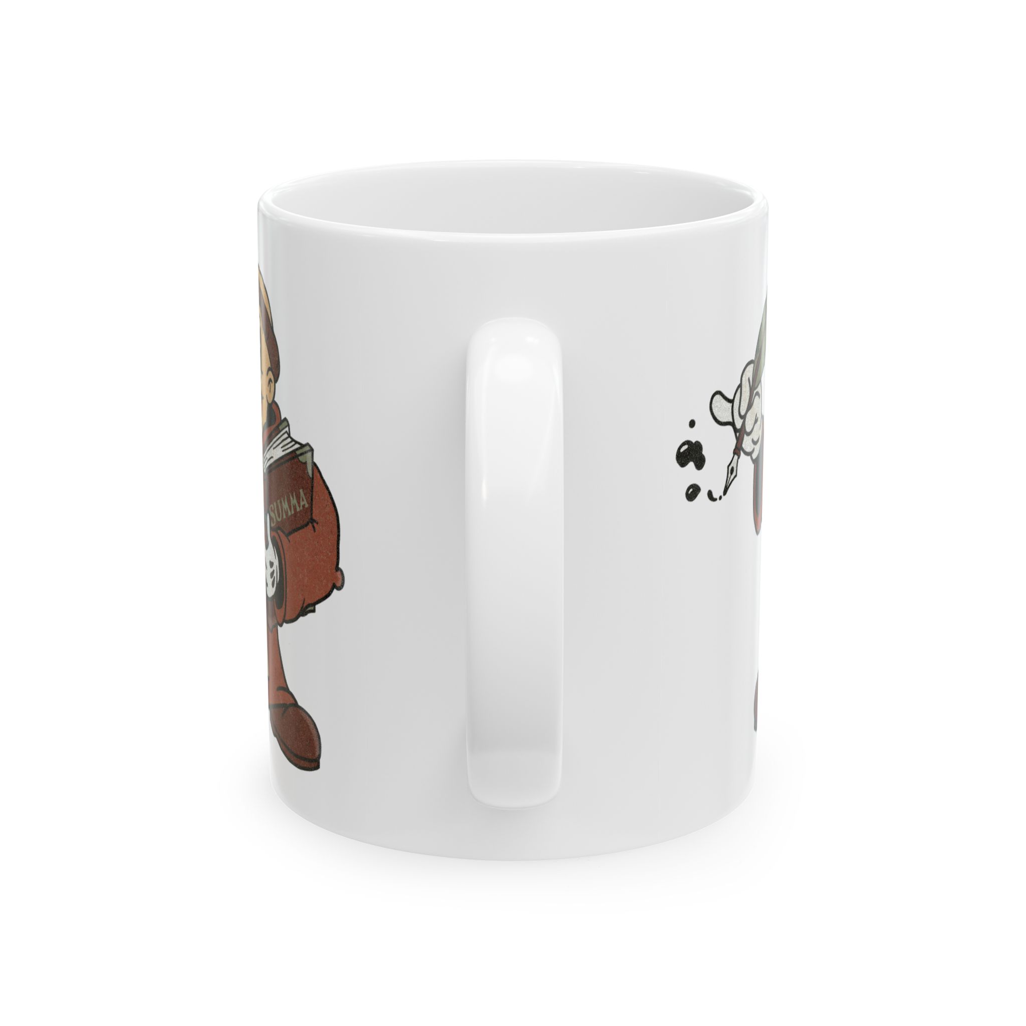 Thomas Aquinas Character Mug | st Aquinas Quill Illustration Mug - Image 2