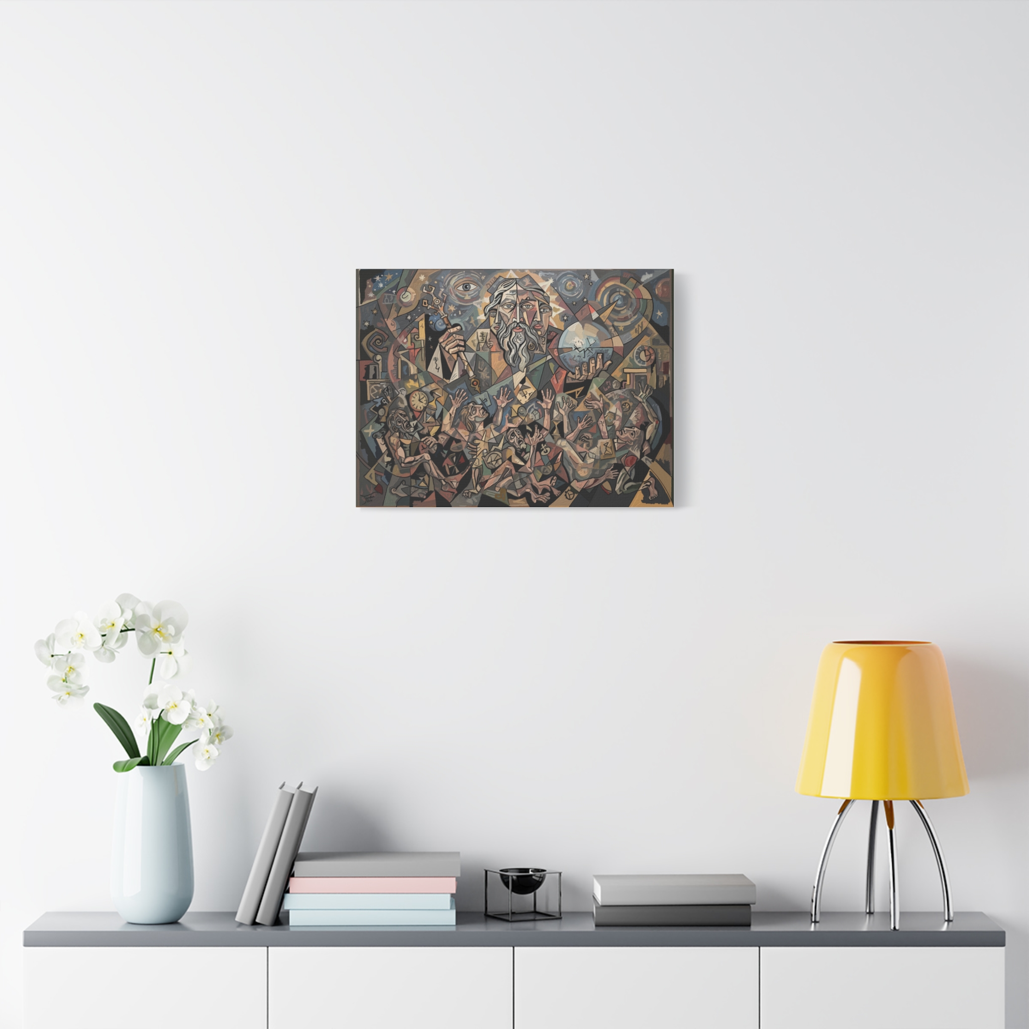 Keeper of the Hours - Cubist Father Time Art Print, Tyranny of Time Wall Art, Chronos Clocks Surreal Abstract Figurative Painting - Image 3