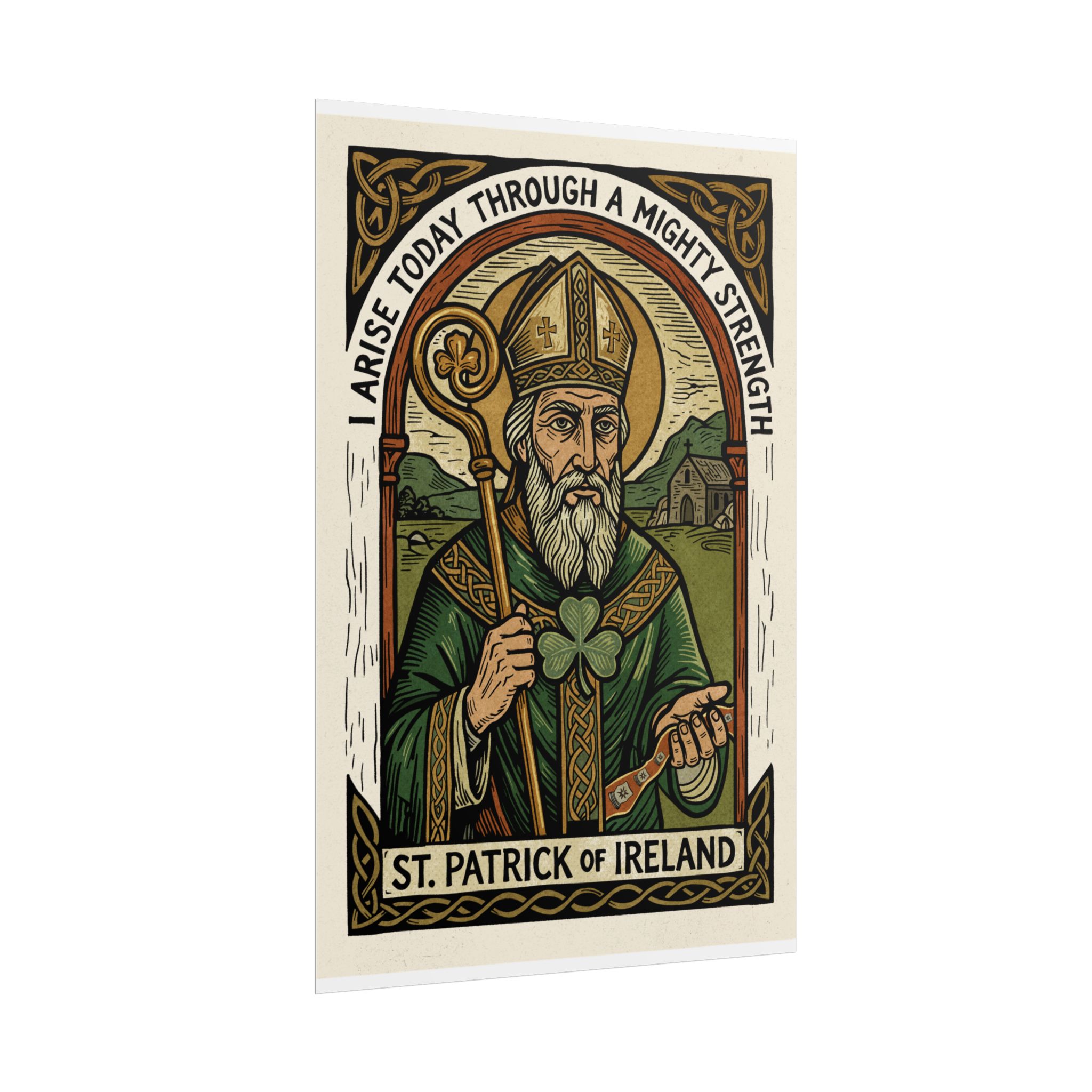 St. Patrick Illustration Rolled Poster | Irish Saint, Shamrock, Celtic Art - Image 3