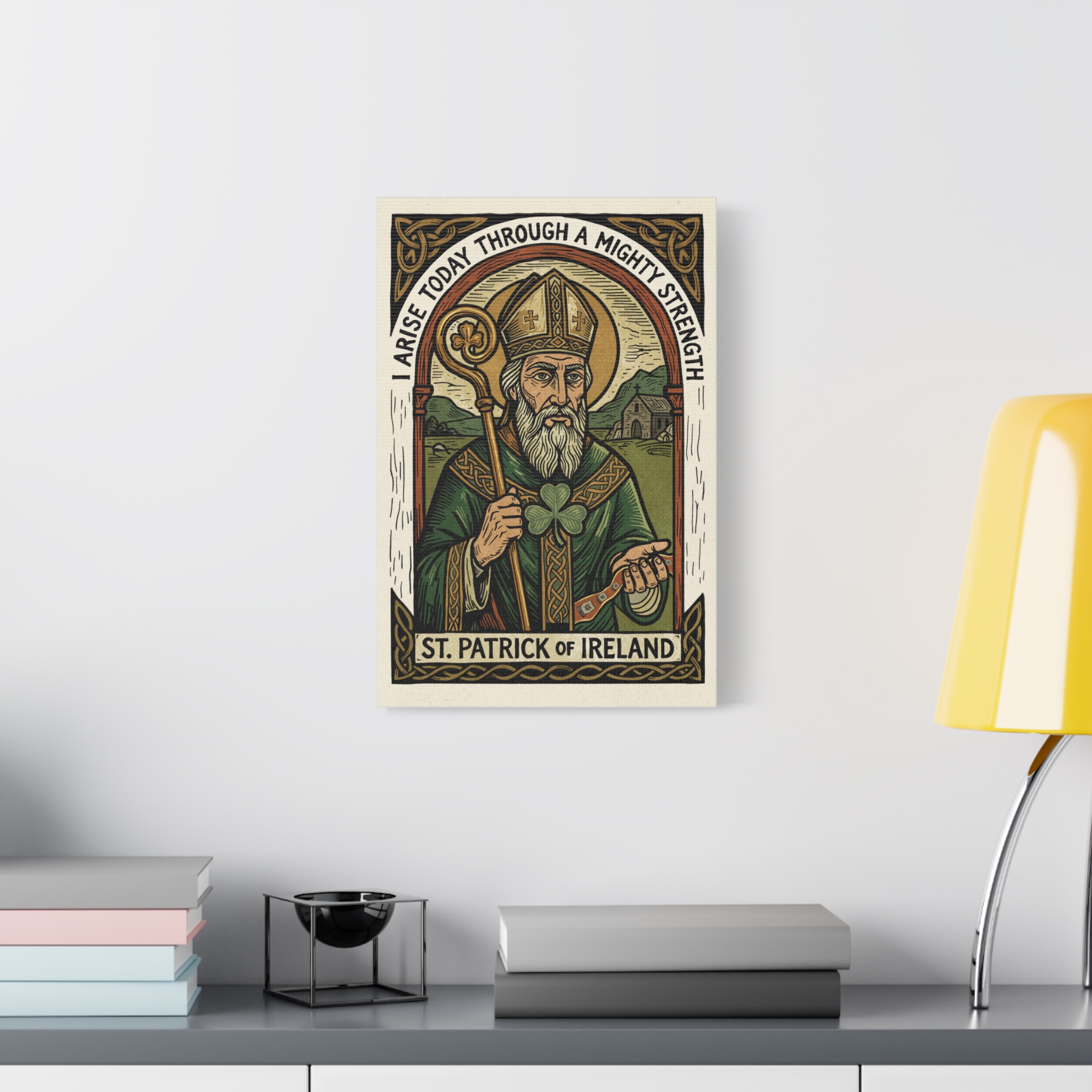 St. Patrick of Ireland Saint Illustration Canvas Print | Matte Stretched Wall Art - Image 3