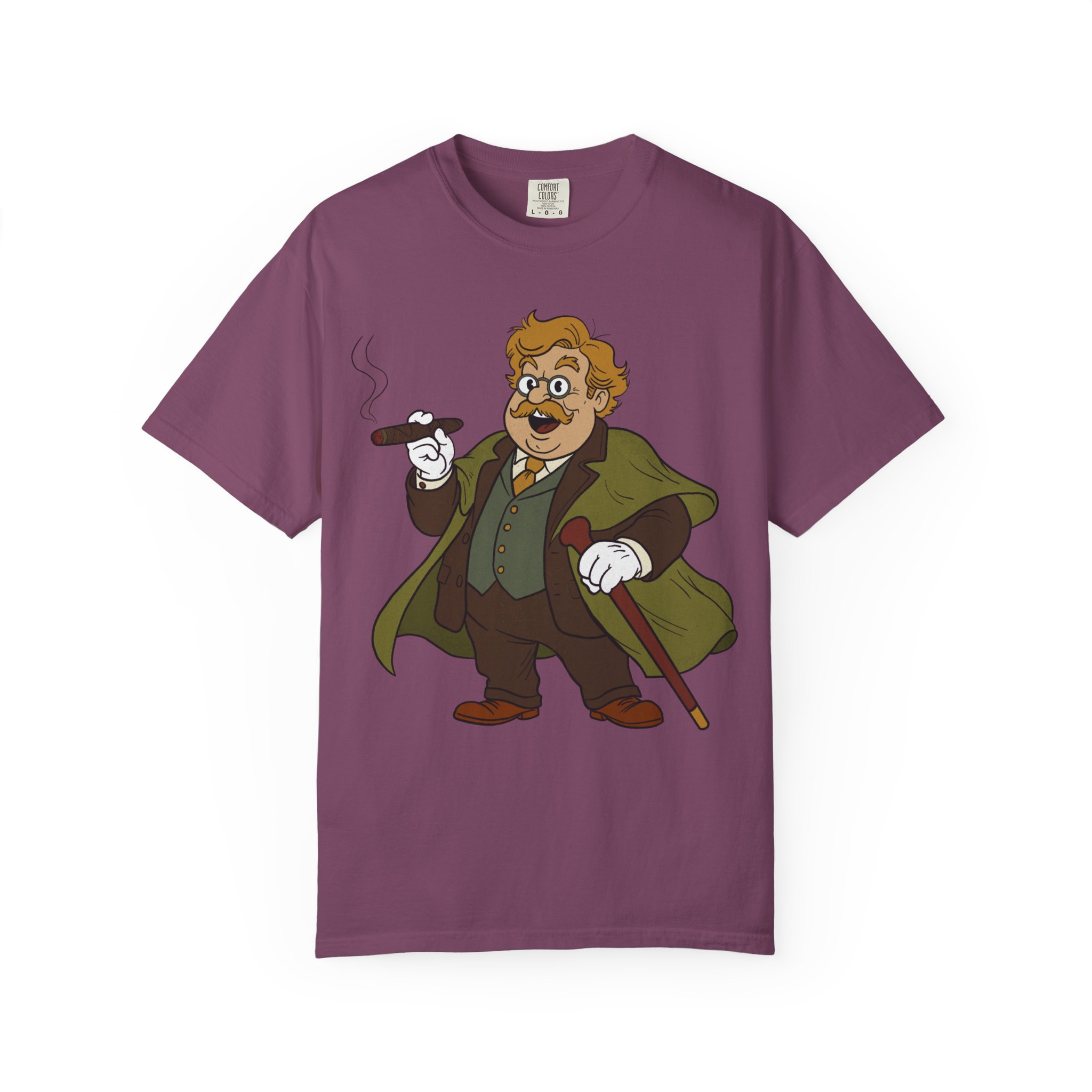 GK Chesterton Gentleman with Cigar and Cane T-shirt | Vintage Dapper Character Tee - Image 25