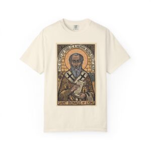 Saint Irenaeus of Lyons Illustration T-shirt | Christian Saint Artwork