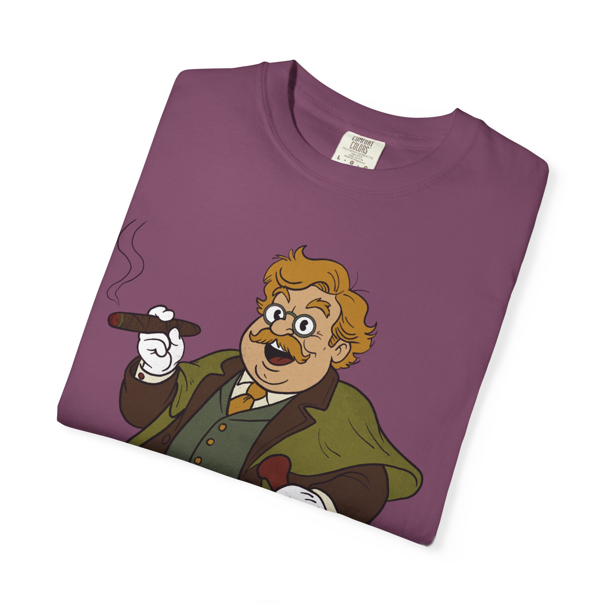 GK Chesterton Gentleman with Cigar and Cane T-shirt | Vintage Dapper Character Tee - Image 27