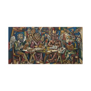Christian Wall Art Print, Cubist Four Evangelists, Matthew Mark Luke John, Catholic Gift, Modern Religious Art, Church Office Decor