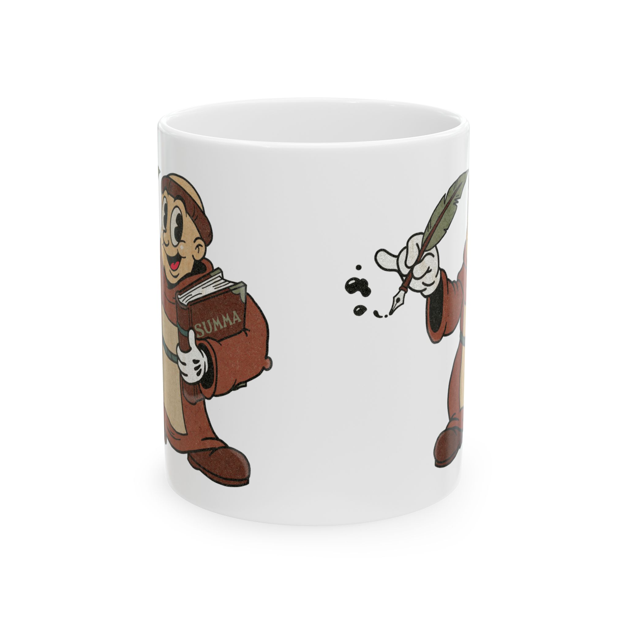 Thomas Aquinas Character Mug | st Aquinas Quill Illustration Mug