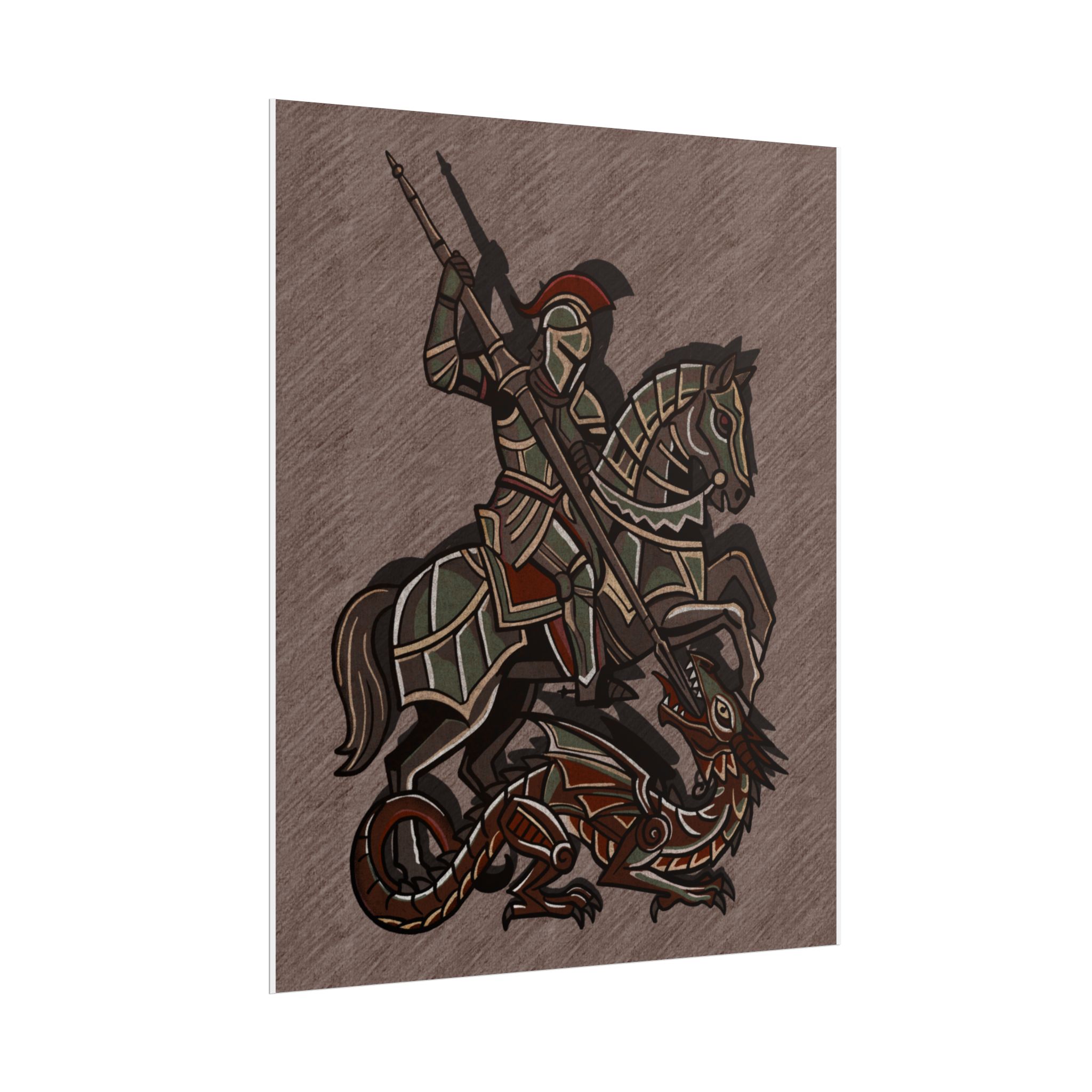 St. George Slaying Dragon Rolled Poster | Knight Dragon Illustration - Image 7