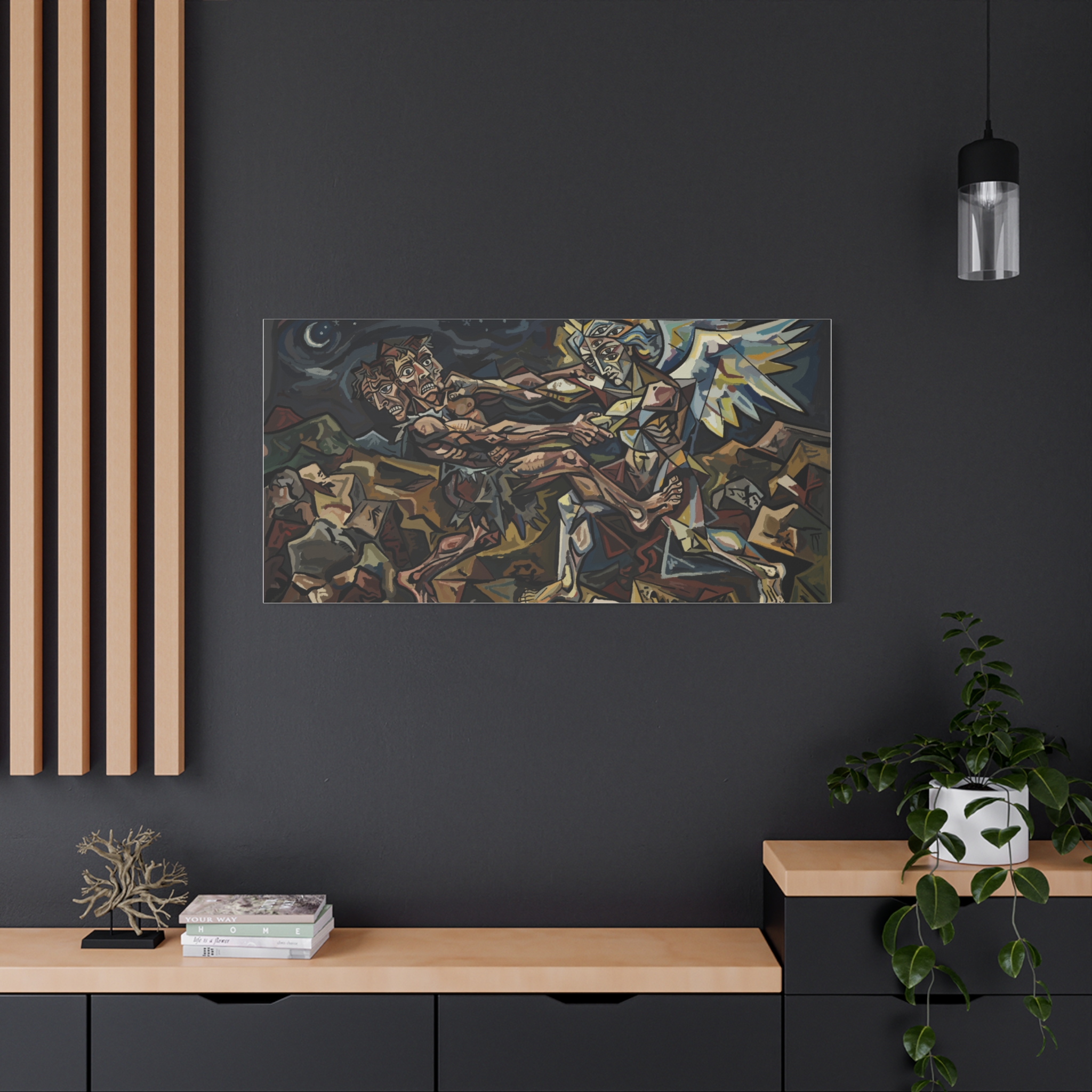 Jacob Wrestling the Angel Print | Cubist Christian Wall Art | Genesis 32 Bible Art | Expressionist Religious Painting - Image 4