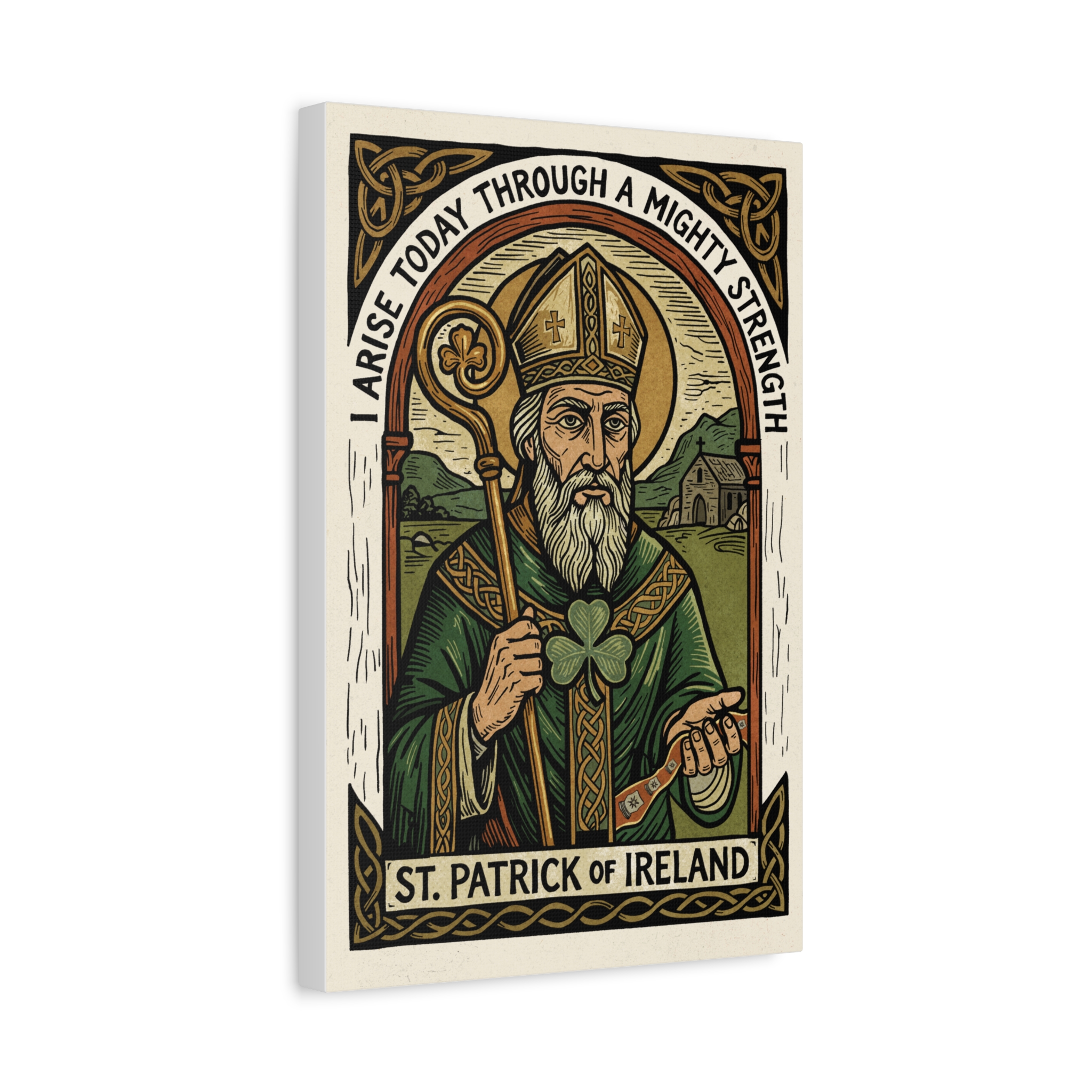 St. Patrick of Ireland Saint Illustration Canvas Print | Matte Stretched Wall Art - Image 2