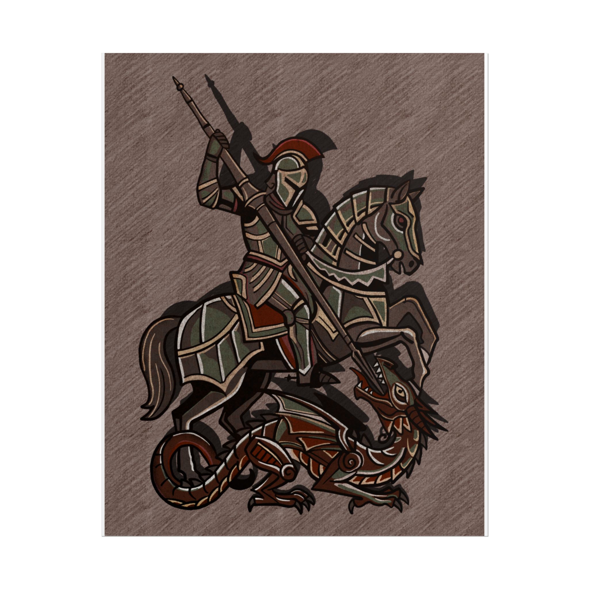St. George Slaying Dragon Rolled Poster | Knight Dragon Illustration - Image 5