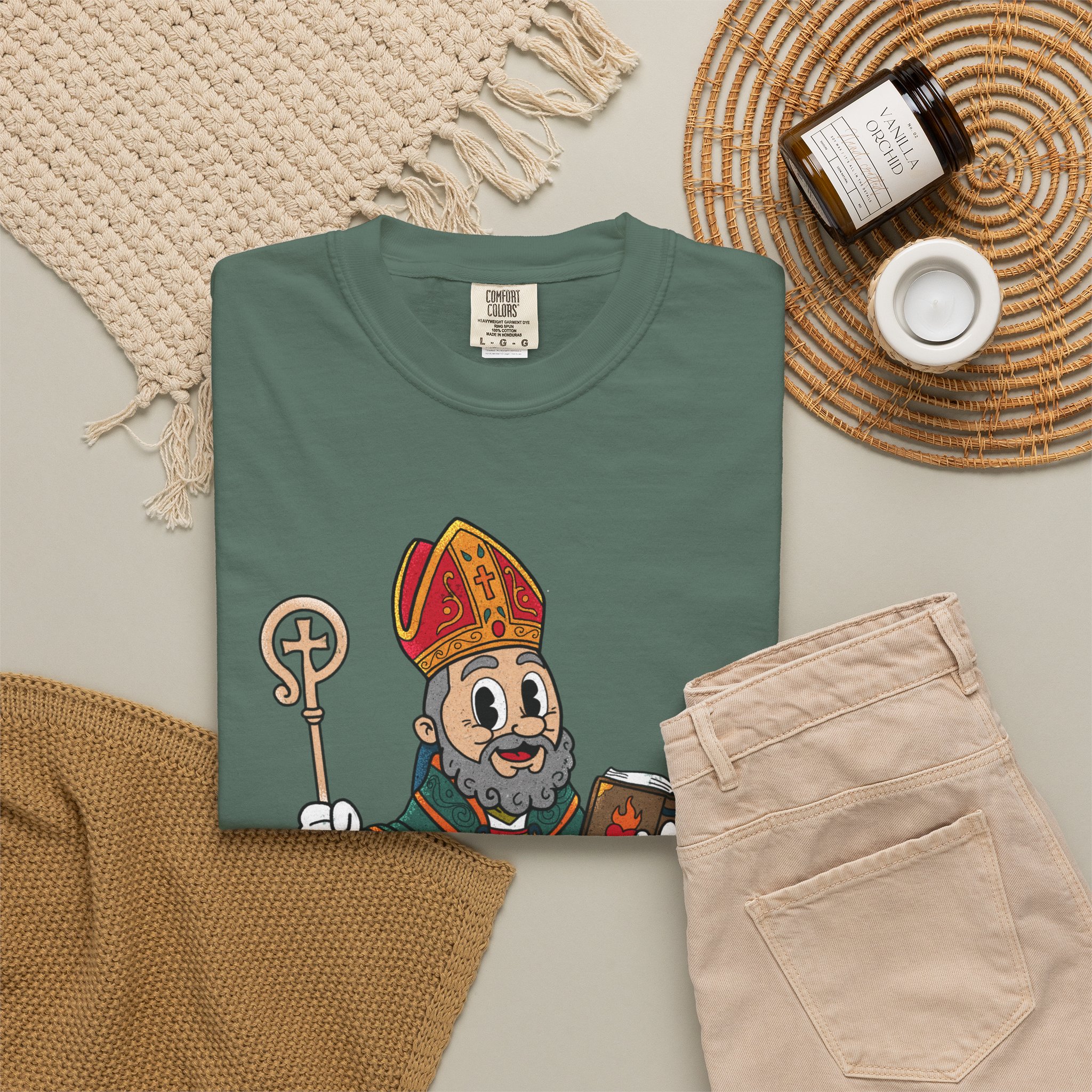 Saint Augustine Illustration T-Shirt | Retro Bishop Cartoon - Image 20