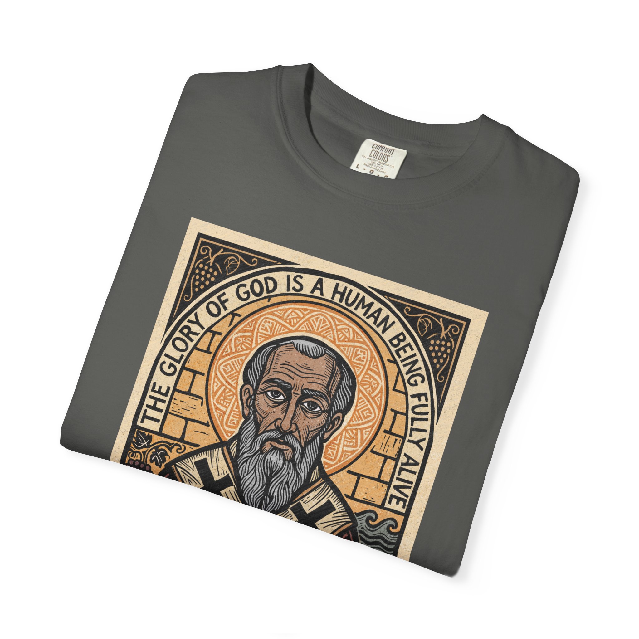 Saint Irenaeus of Lyons Illustration T-shirt | Christian Saint Artwork - Image 7