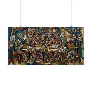 Christian Wall Art Poster, Cubist Four Evangelists, Catholic Gift, Church Office Decor | Matte Horizontal Poster