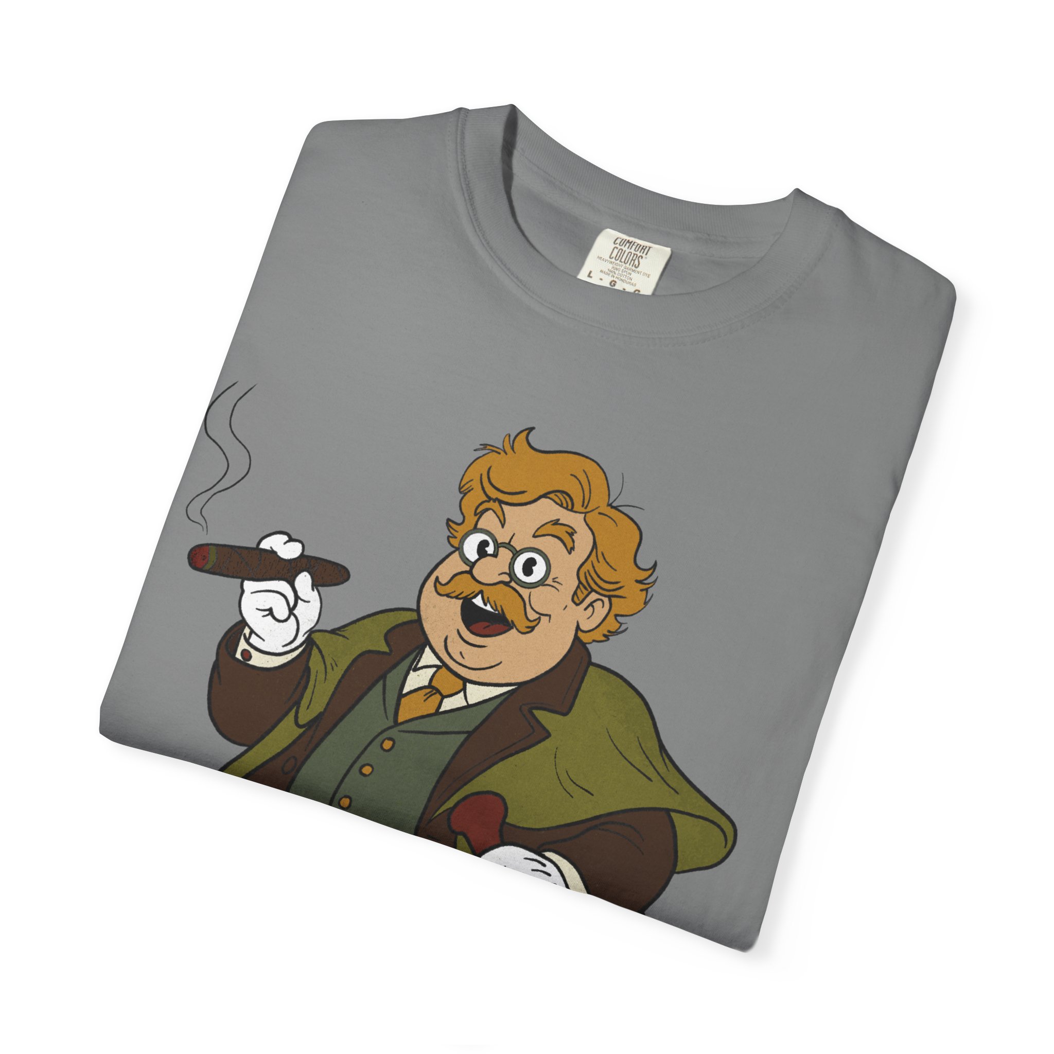 GK Chesterton Gentleman with Cigar and Cane T-shirt | Vintage Dapper Character Tee - Image 15