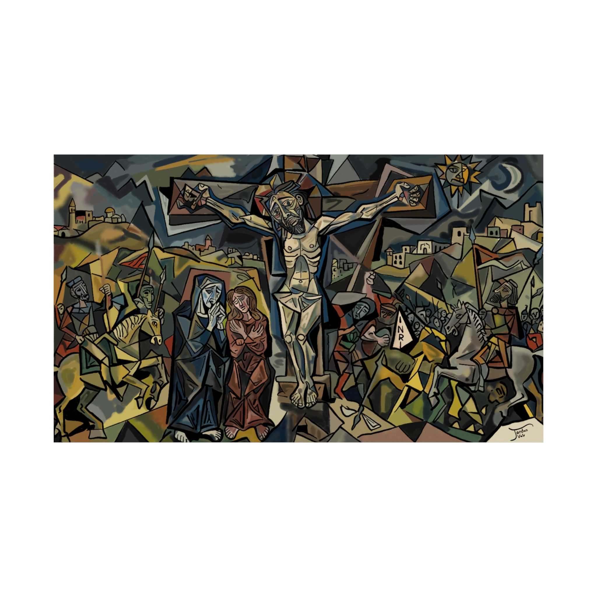 Cubist Crucifixion Matte Horizontal Poster | Religious Art Print - Image 2
