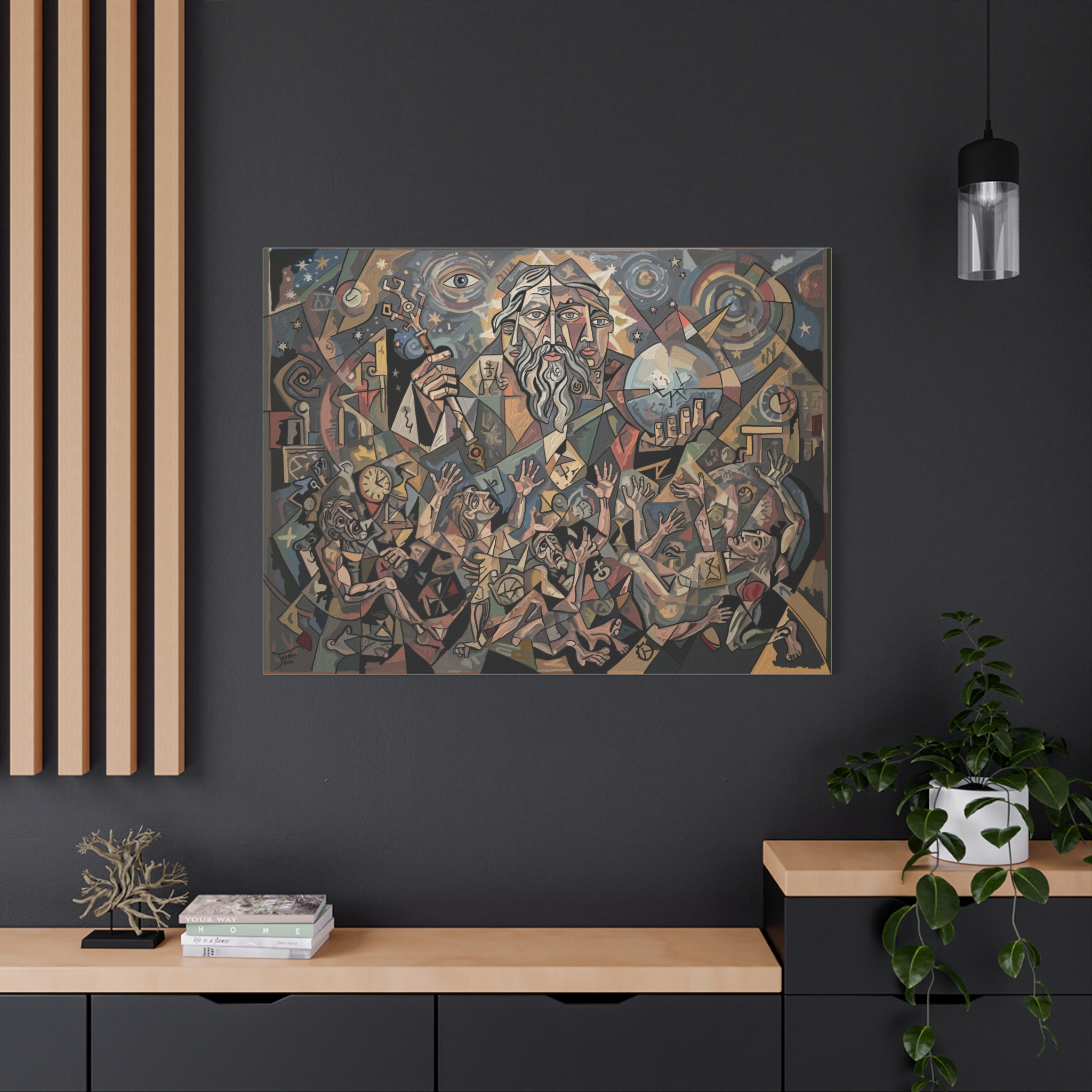 Keeper of the Hours - Cubist Father Time Art Print, Tyranny of Time Wall Art, Chronos Clocks Surreal Abstract Figurative Painting - Image 8