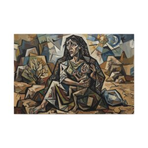Hagar and Ishmael Cubist Print | Christian Wall Art | Biblical Mother and Child | Modern Sacred Art | Large 32x24 Poster