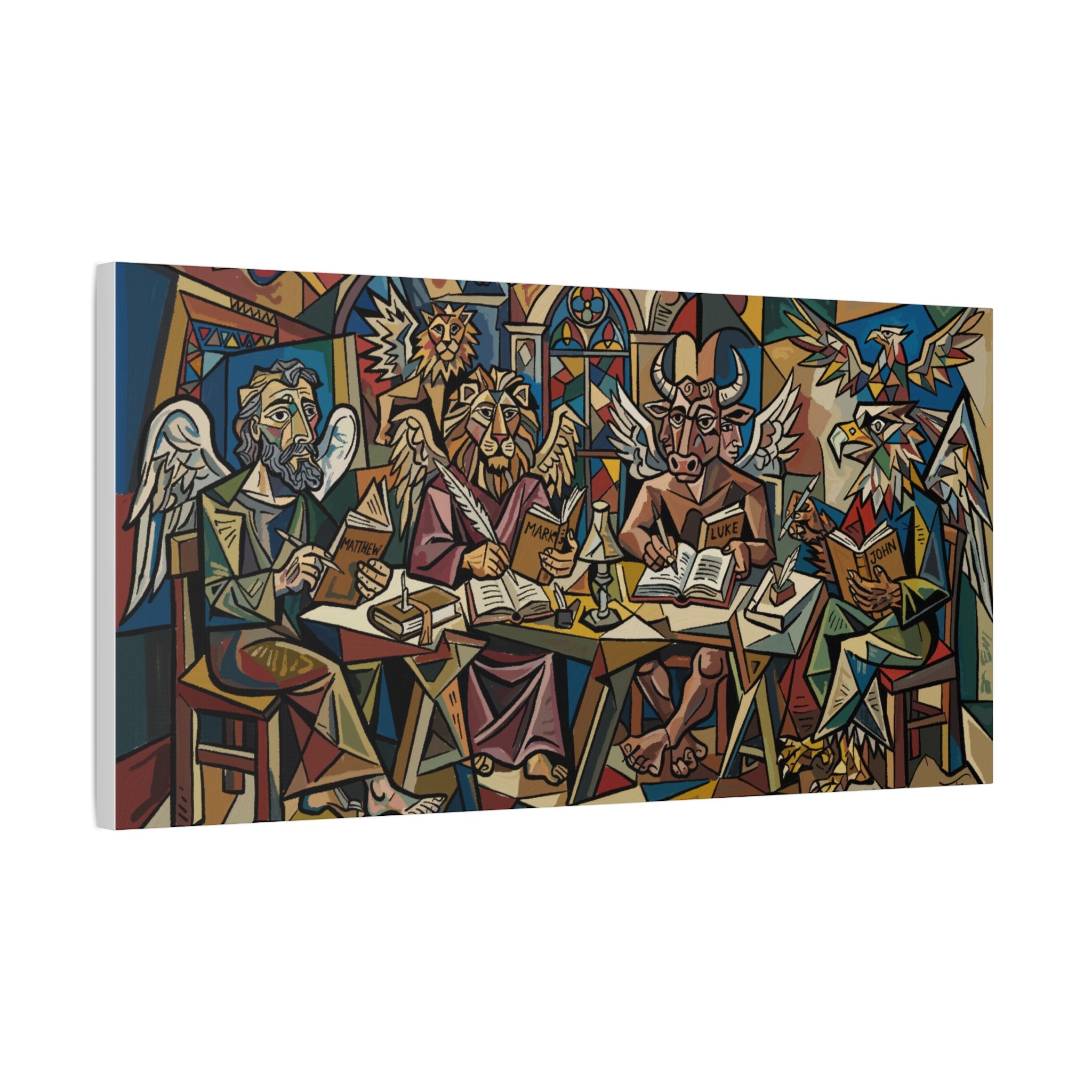 Christian Wall Art Print, Cubist Four Evangelists, Matthew Mark Luke John, Catholic Gift, Modern Religious Art, Church Office Decor - Image 2