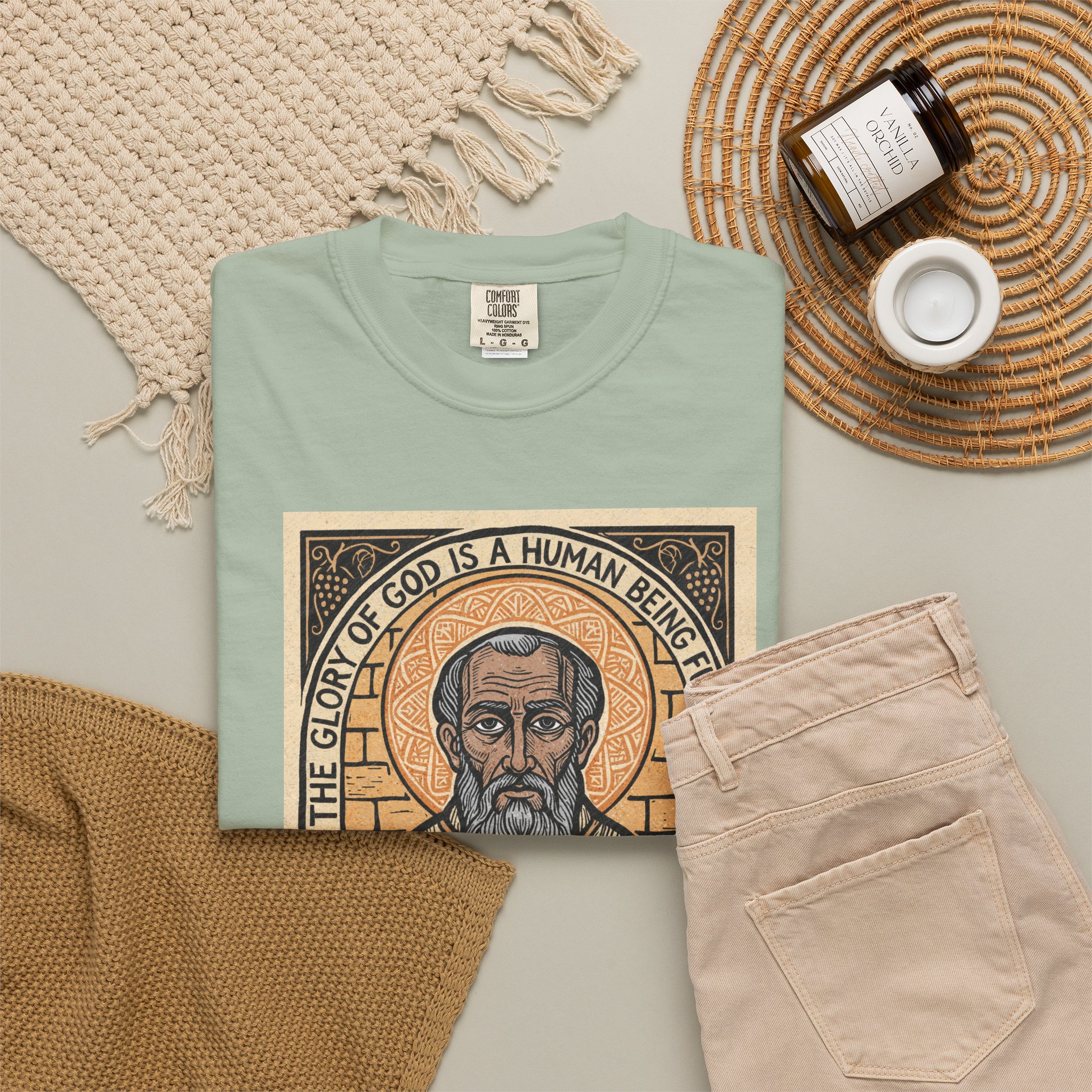 Saint Irenaeus of Lyons Illustration T-shirt | Christian Saint Artwork - Image 16