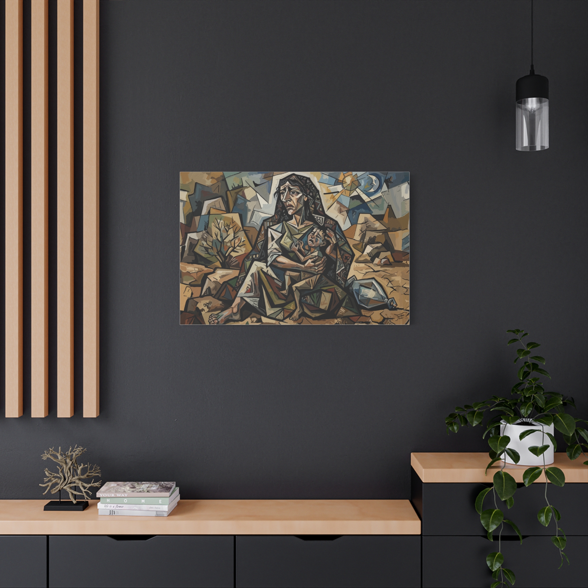 Hagar and Ishmael Cubist Print | Christian Wall Art | Biblical Mother and Child | Modern Sacred Art | Large 32x24 Poster - Image 4